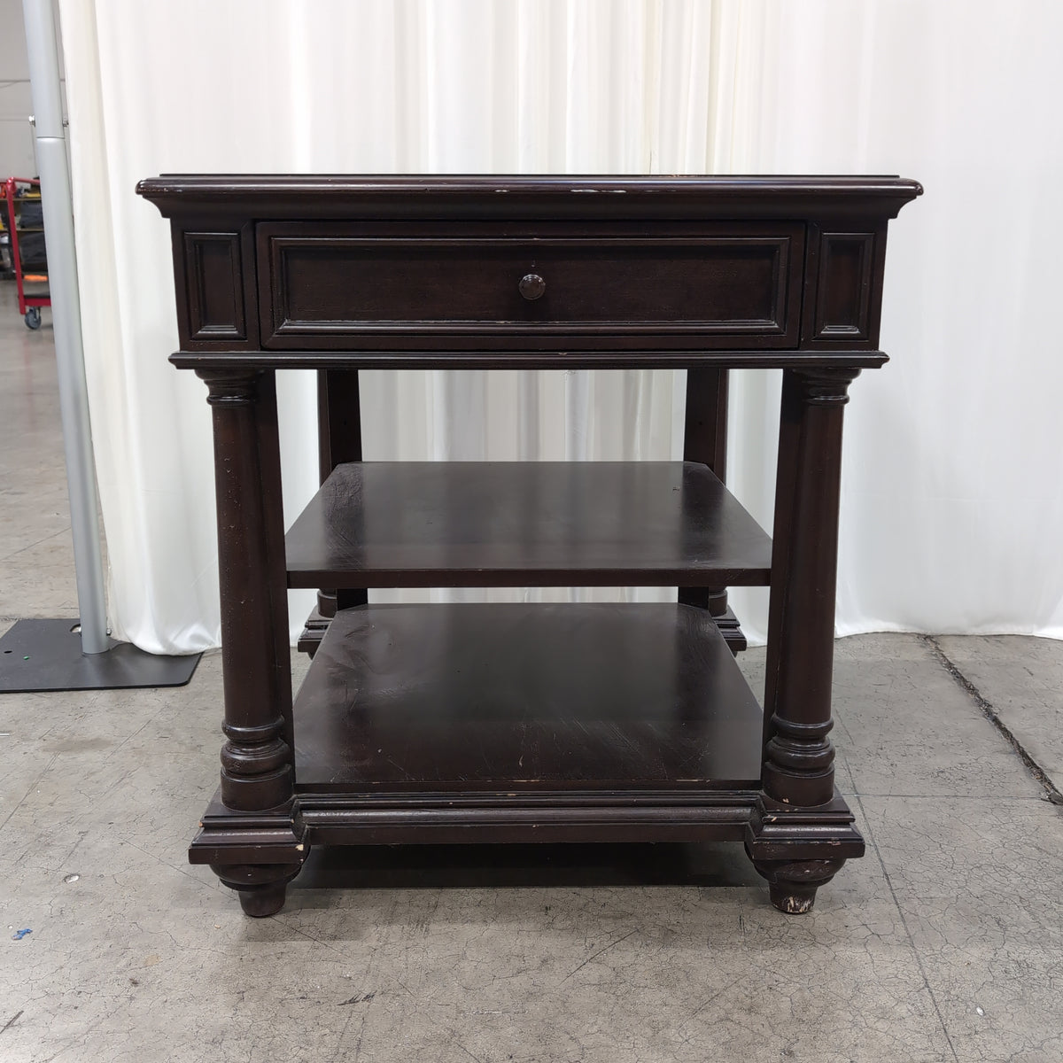 Dark Brown Wood End Table with Storage