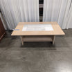 Light Wood Rectangular Coffee Table with Tile Inlay