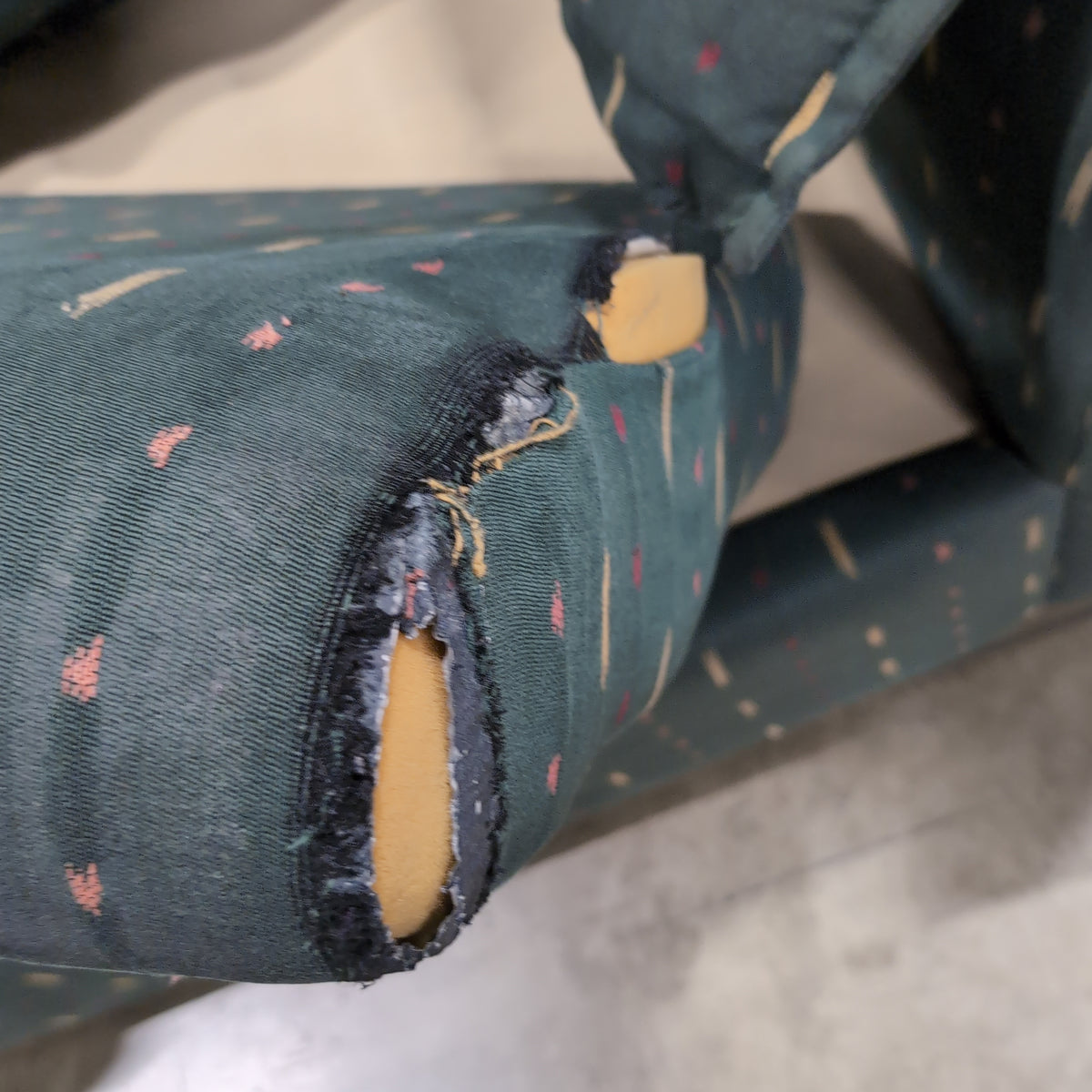 Dark Green Patterned Fabric Couch