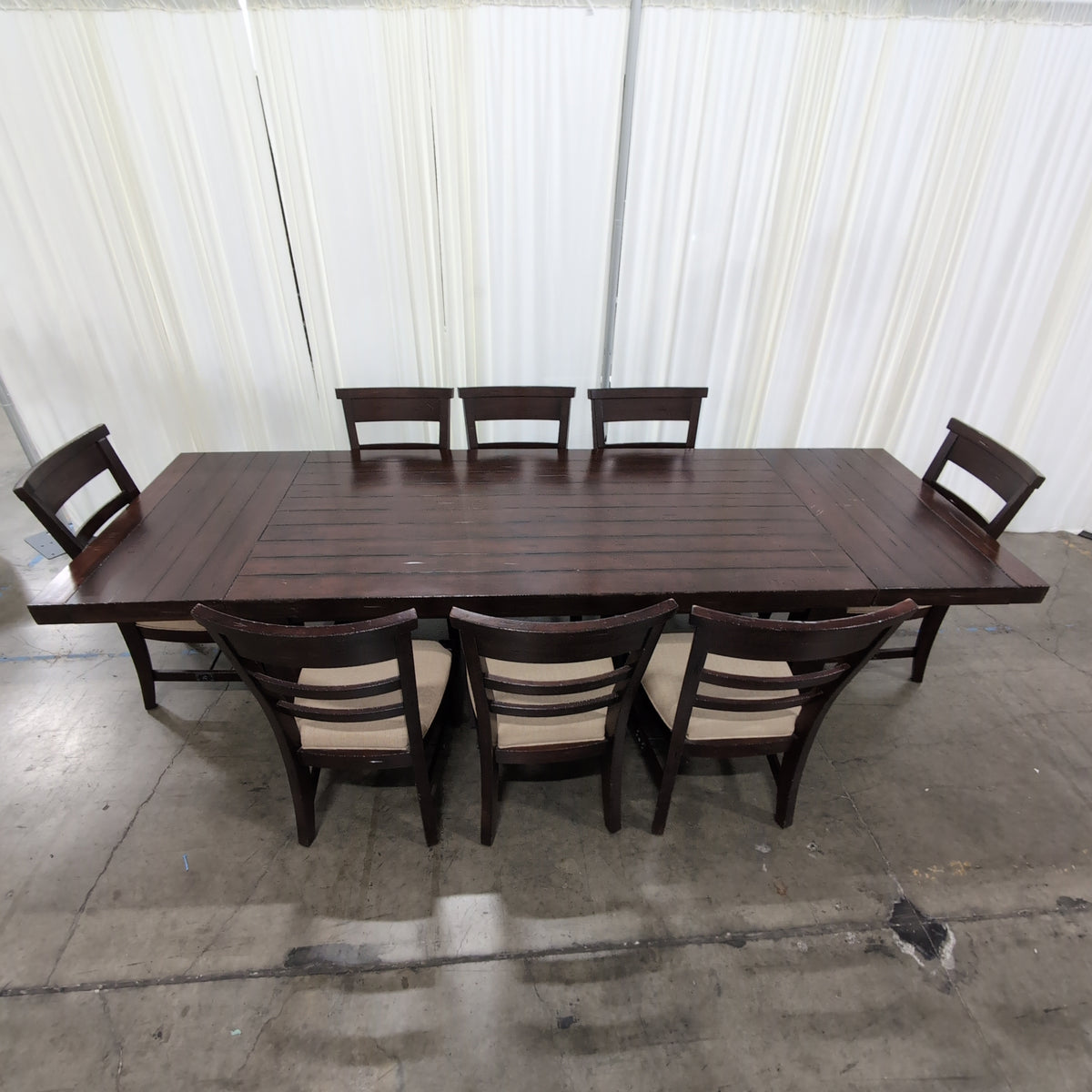 Dark Wood Plank Top Dining Table