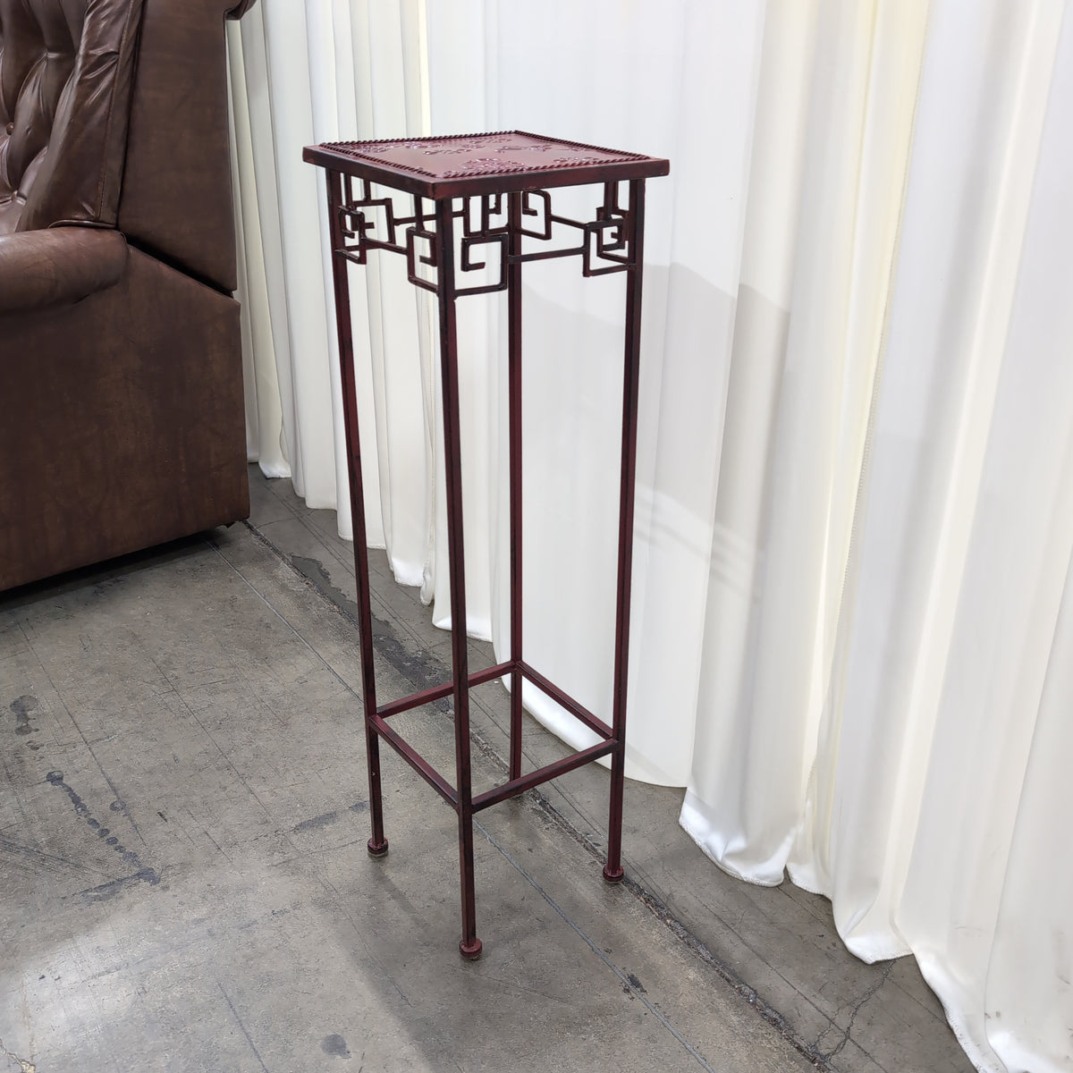 Reddish-Brown Embossed Iron Plant Stand