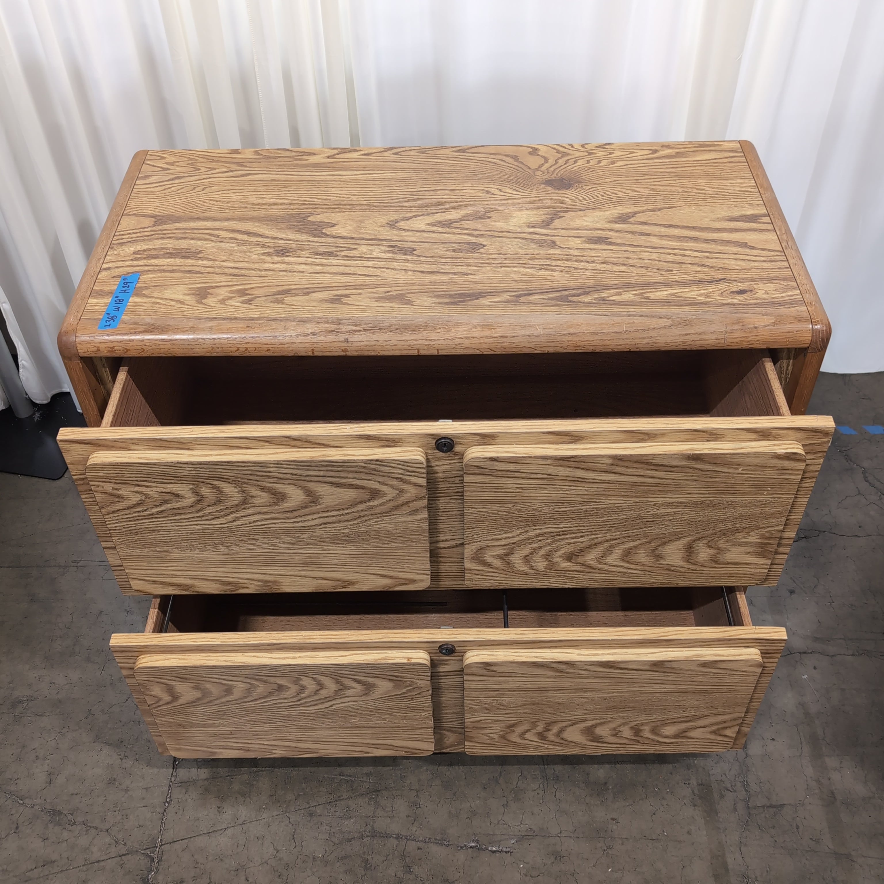 Light Oak Wood Four-Drawer Filing Cabinet