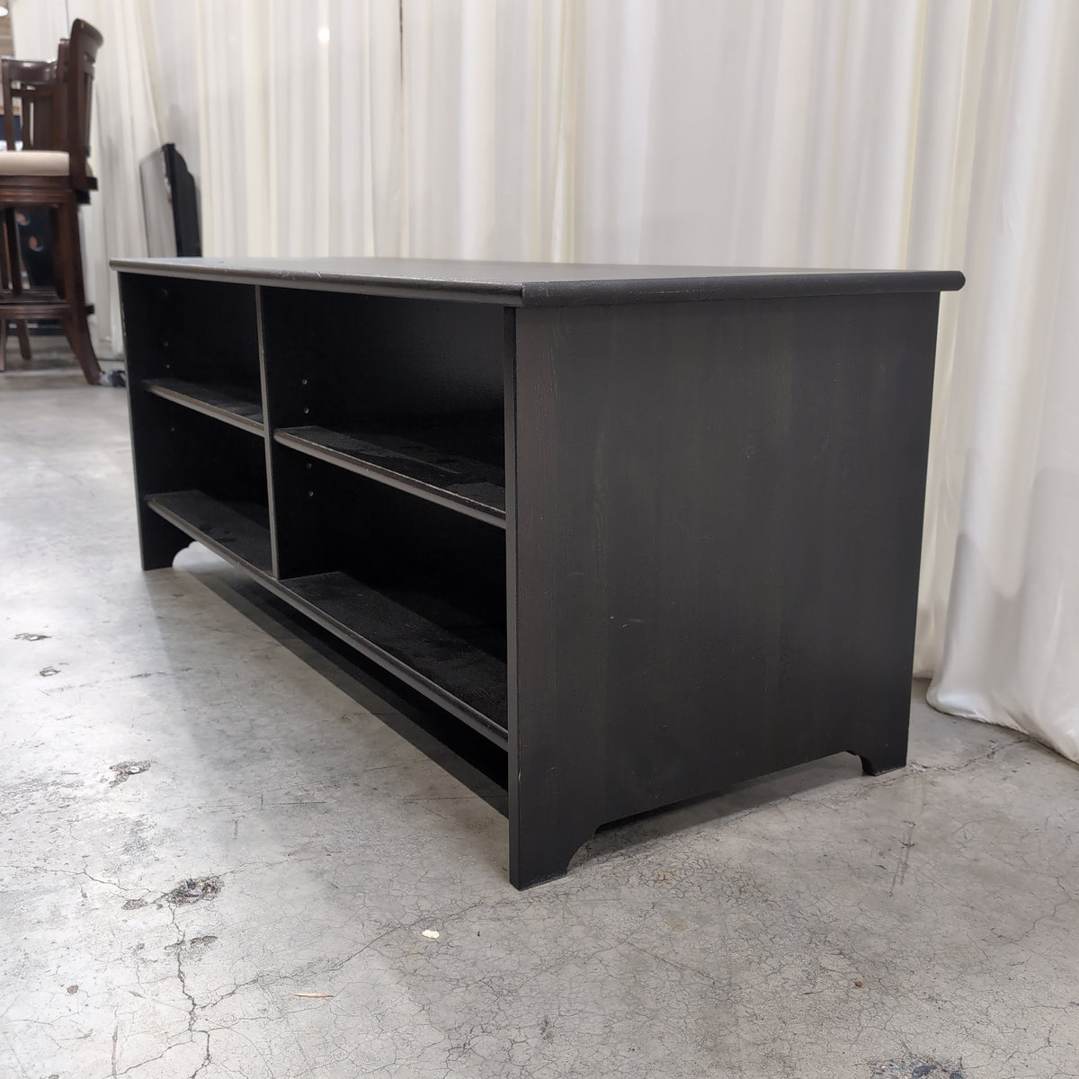 Black Wood Two-Tier TV Stand