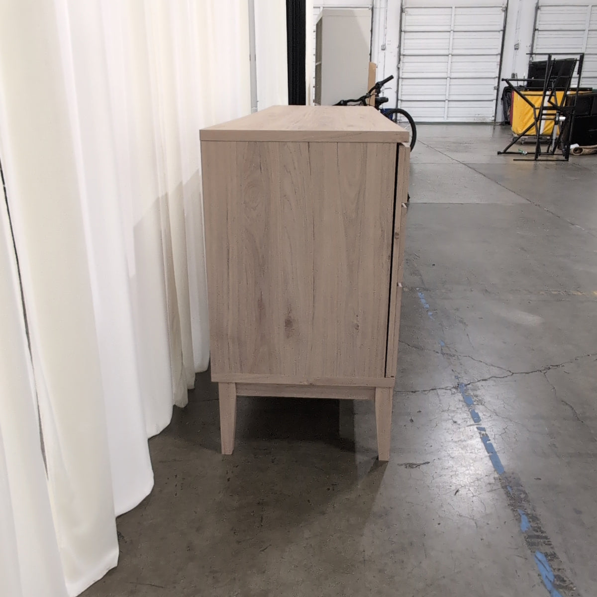 Light Wood Geometric Paneled Buffet