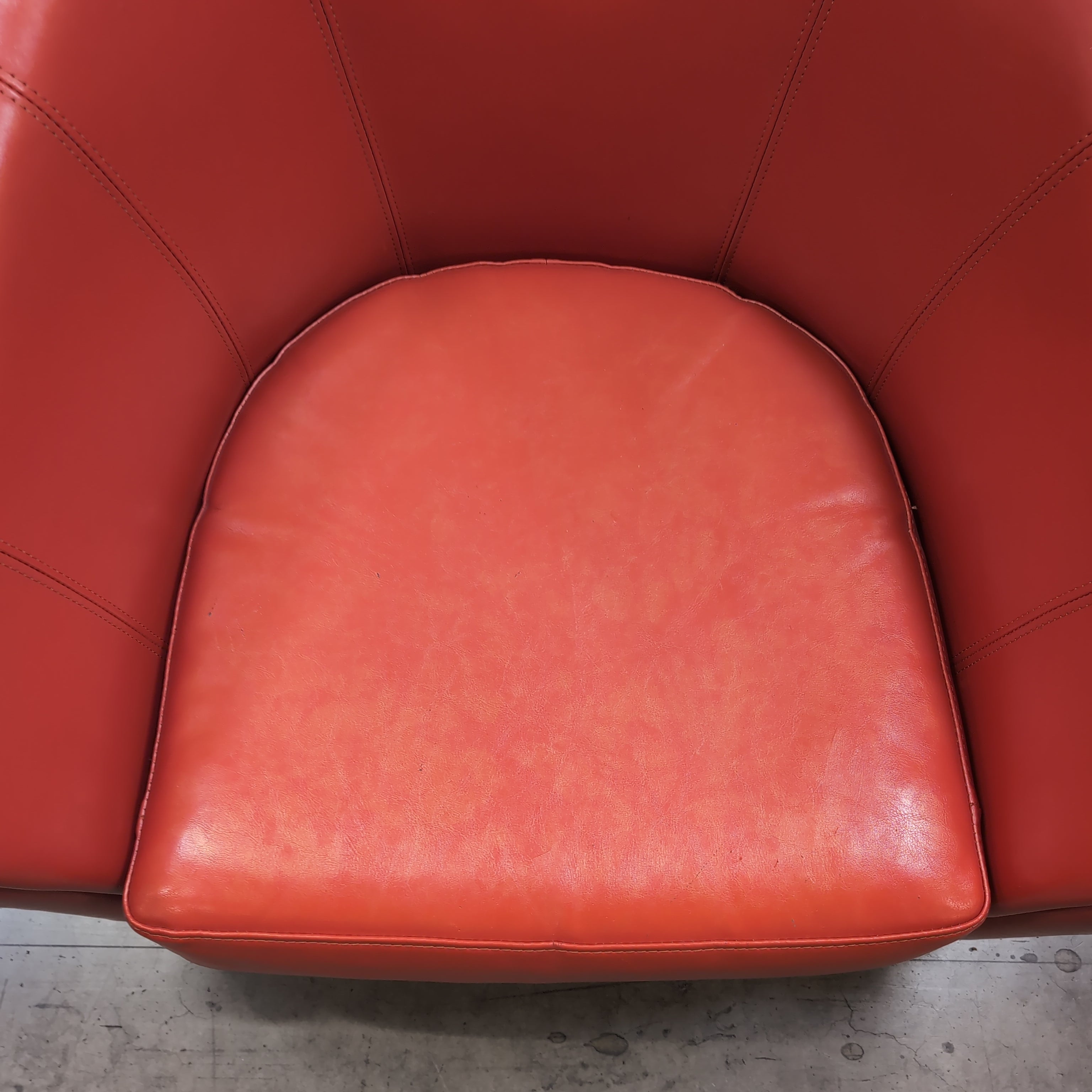 Orange Faux Leather Tub Accent Chair