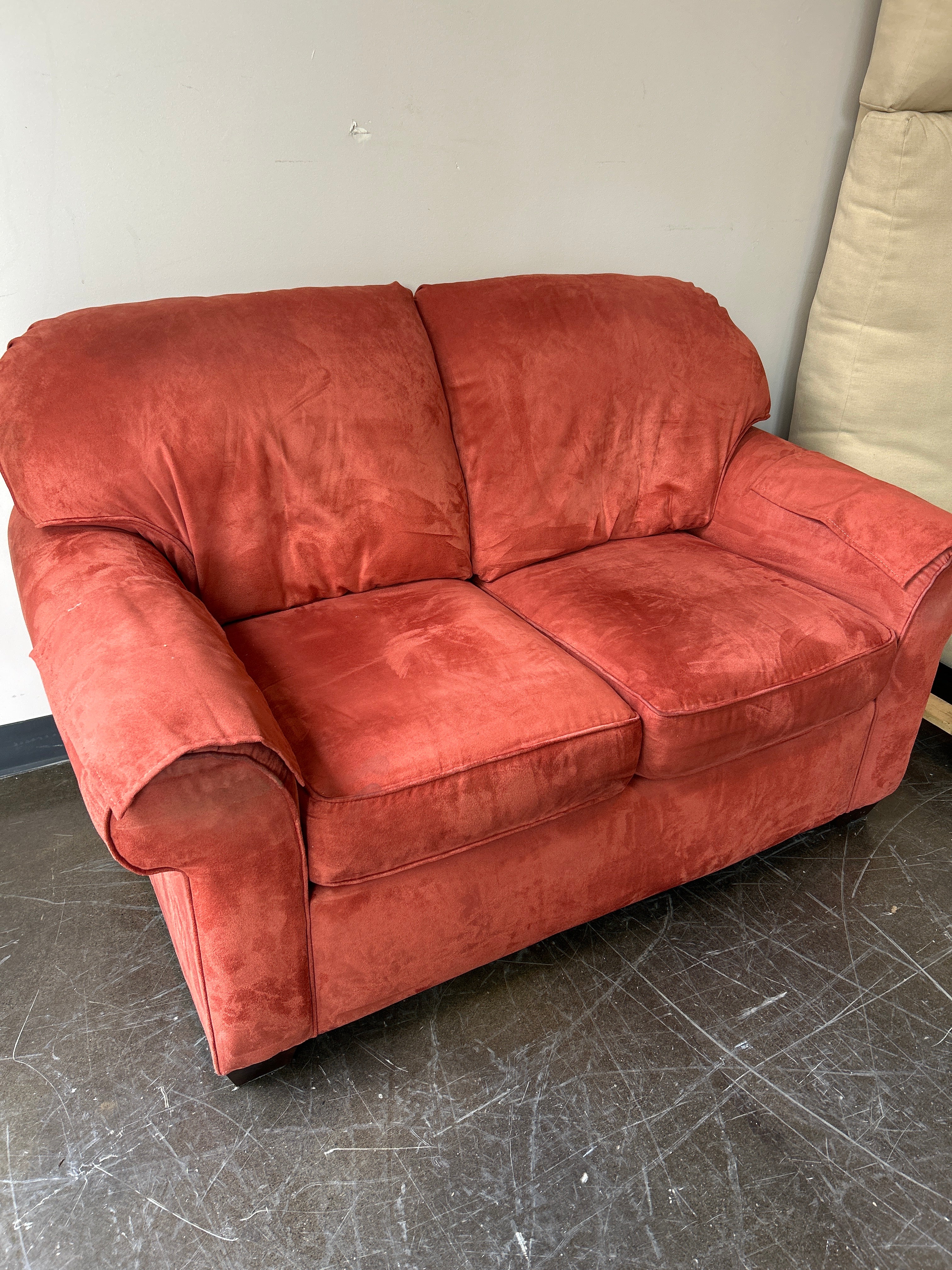 Sleep Haven by Flexsteel Red Suede Loveseat