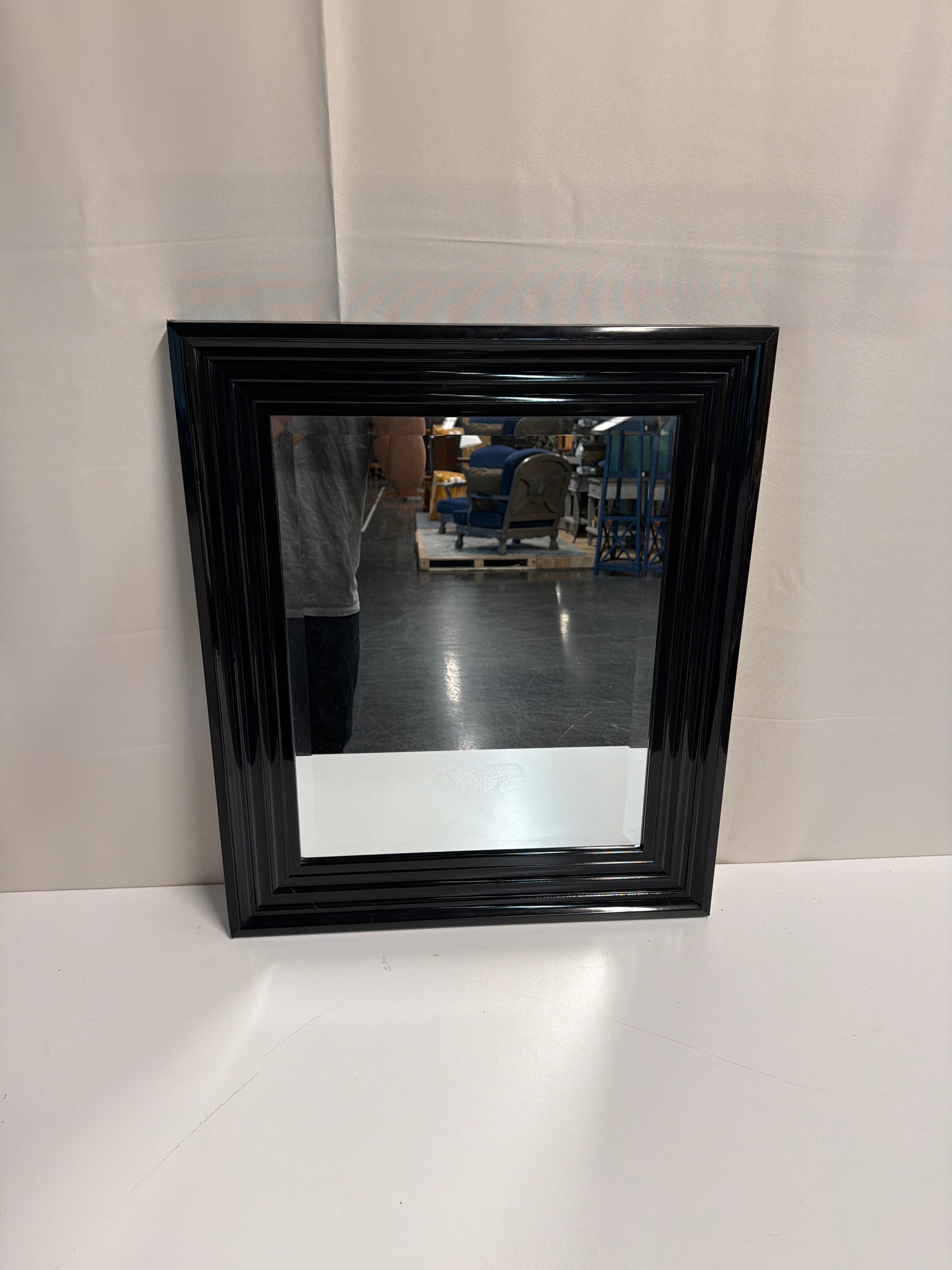 Classic Black Stepped Frame Wall Mirror