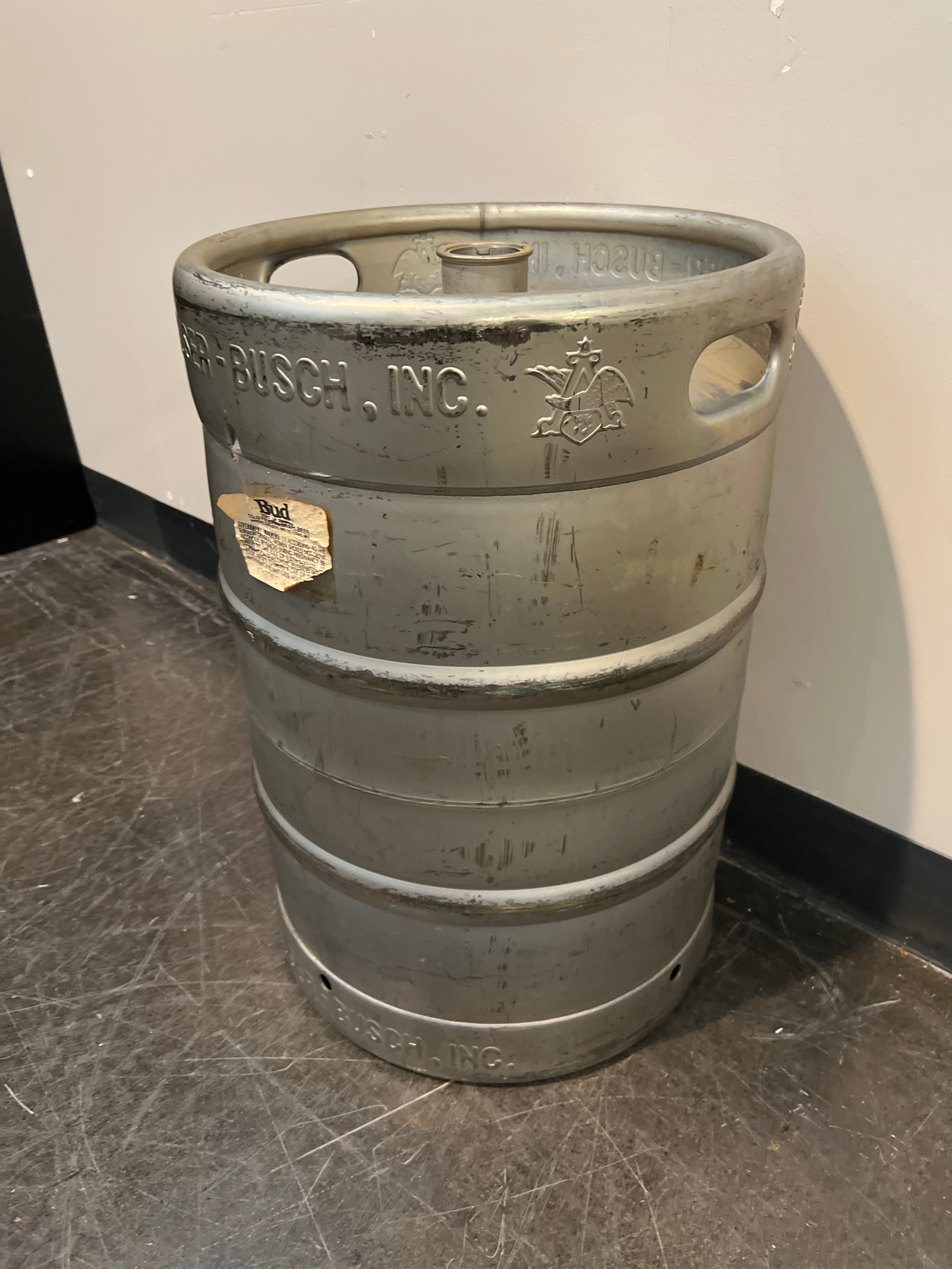 Vintage Anheuser-Busch Stainless Steel Beer Keg (Empty)