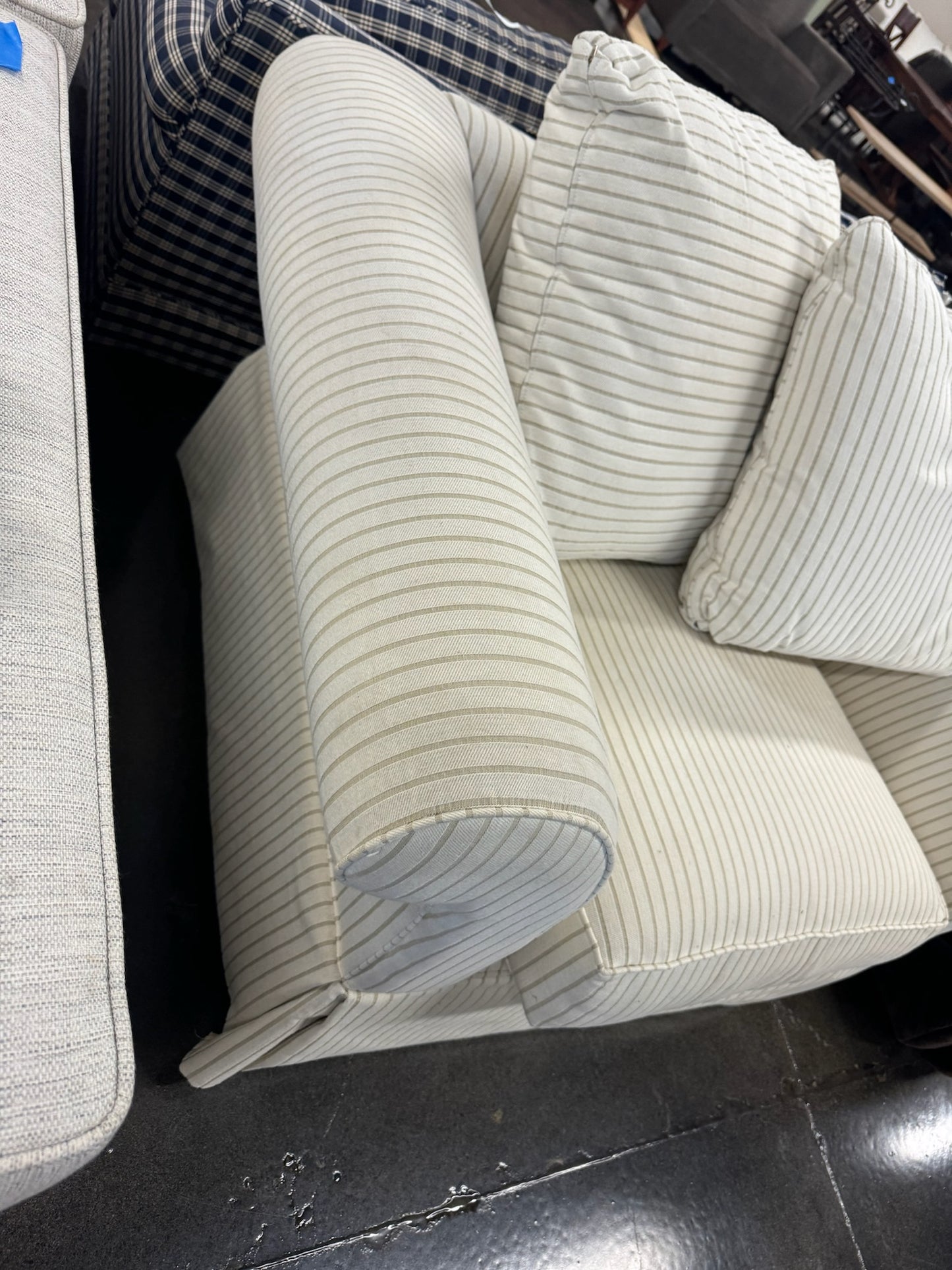 Bauhaus Large Armchair with Pinstripe White Cover