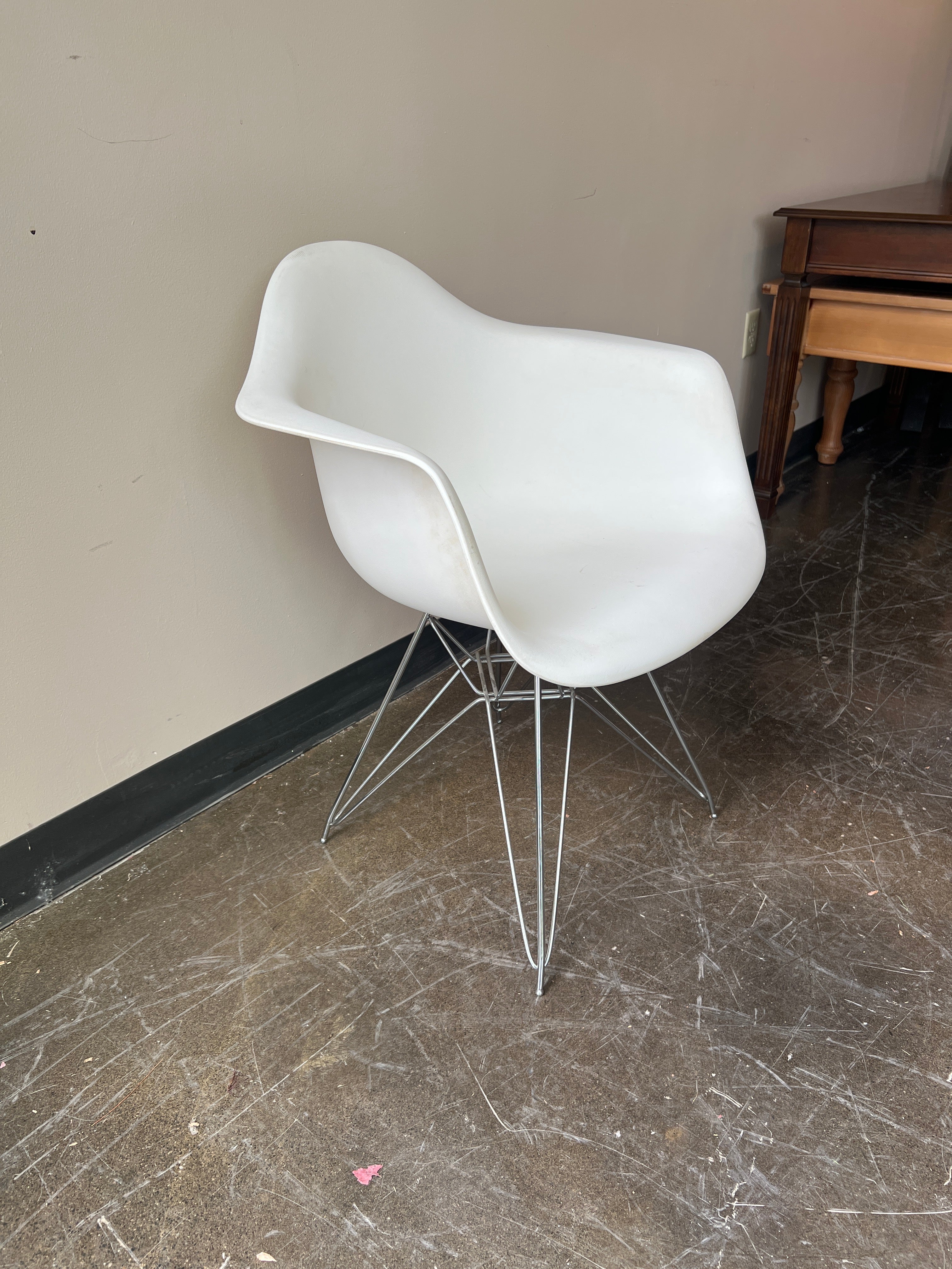 Eames Inspired Plastic Armchair with Chrome Legs