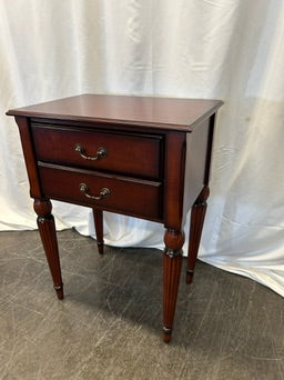 Cherry Wood Side Table, with Two Drawers