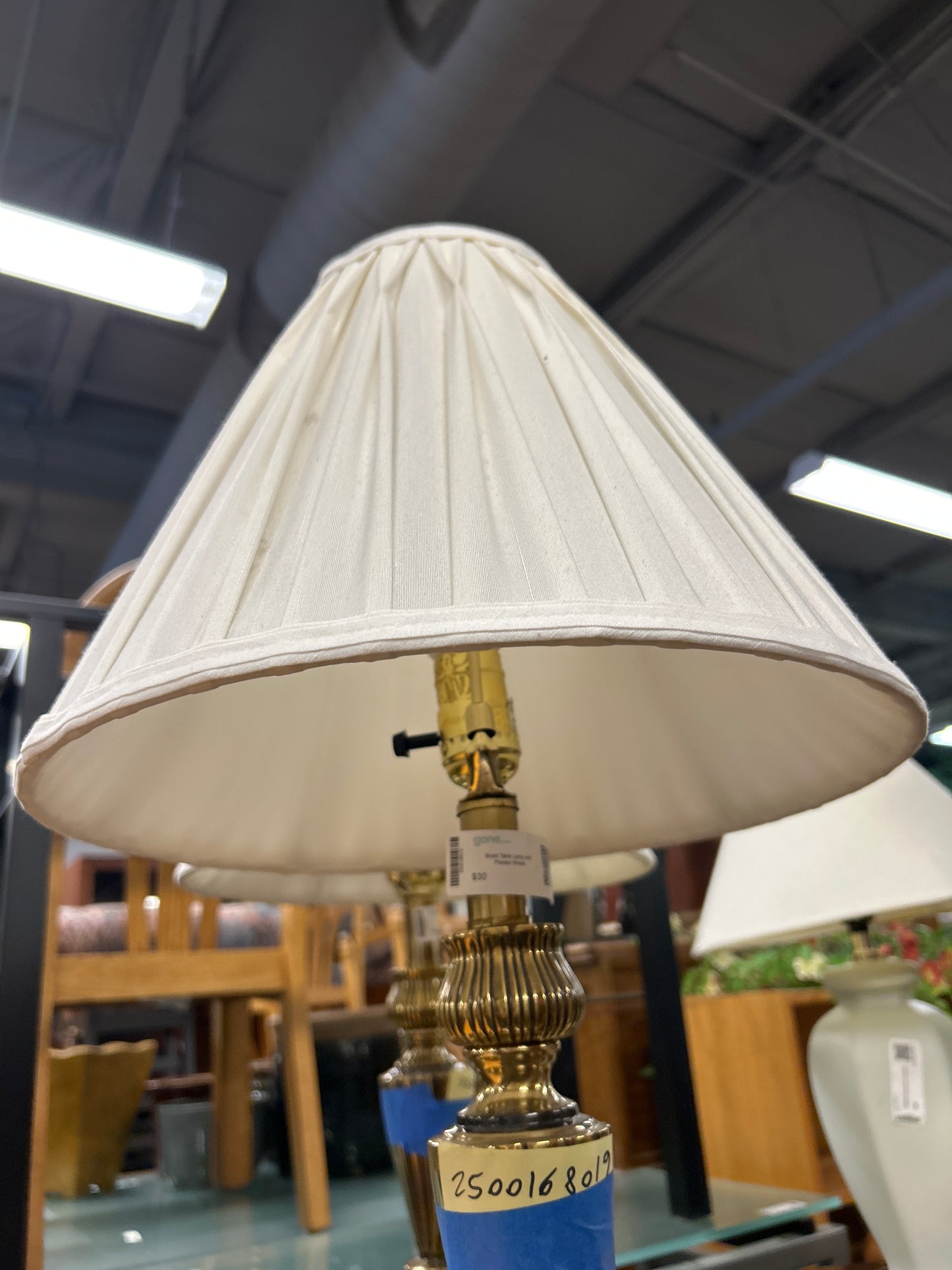 Traditional Brass Table Lamps with Pleated Shades