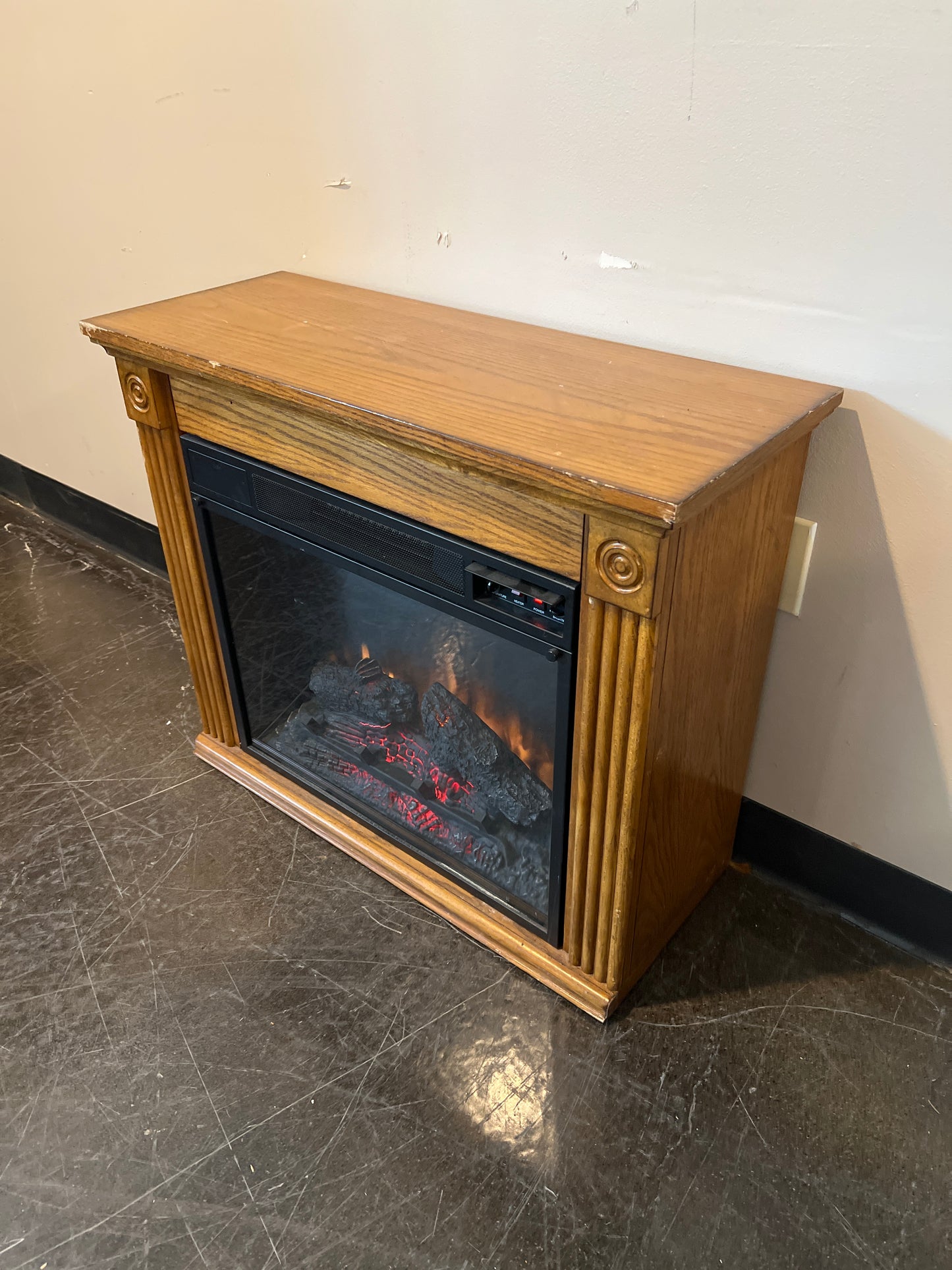 Electric Fireplace with Wood Mantel