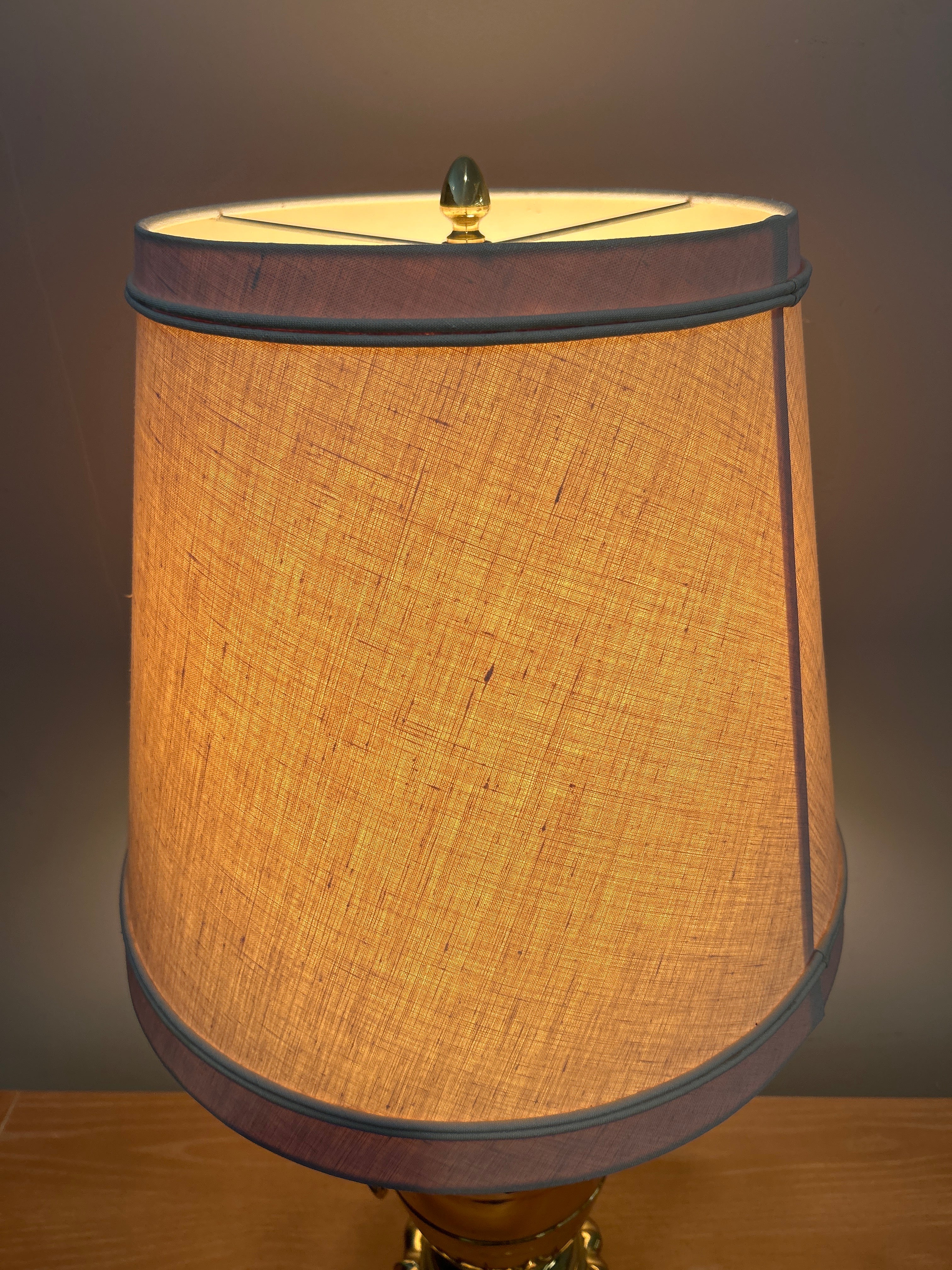 Baker Knapp And Tubbs Brass Table Lamp with Off-White Shade