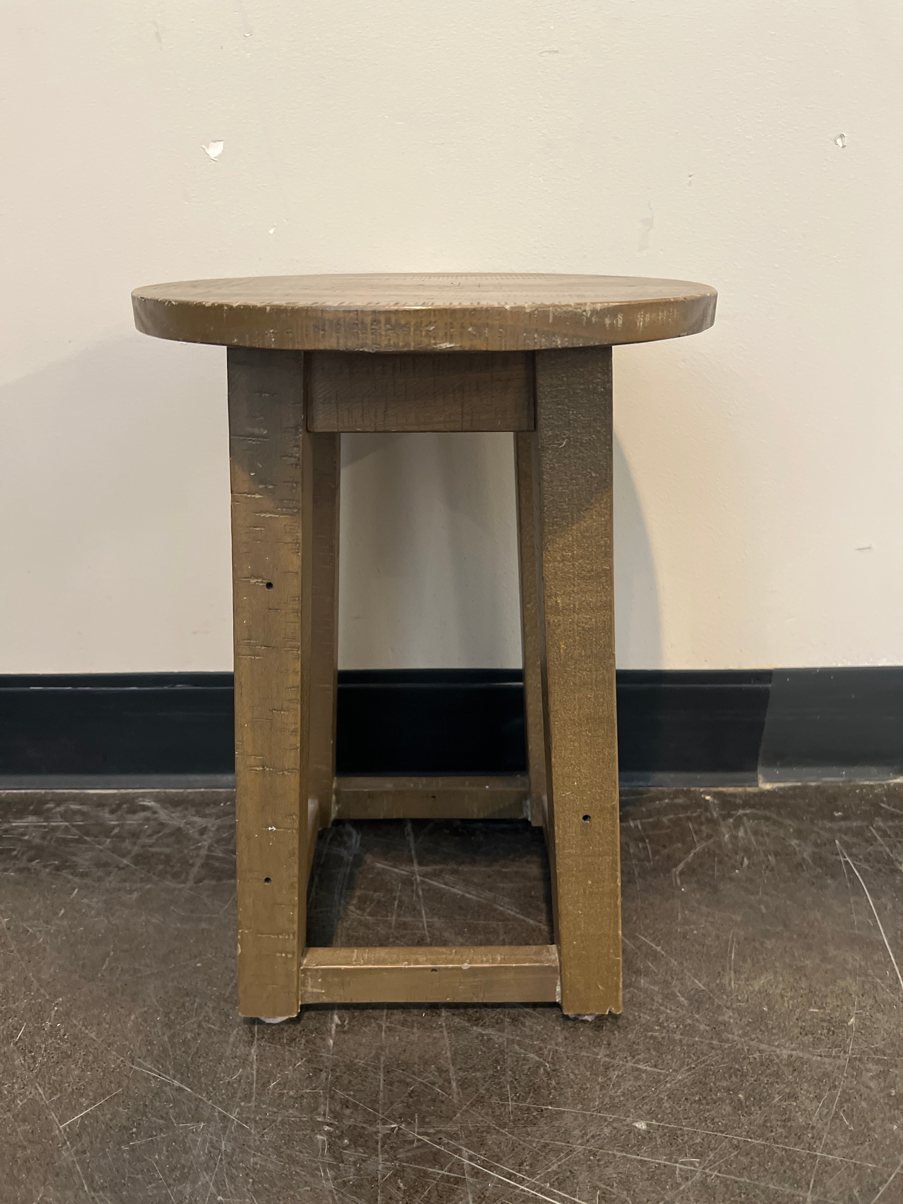 Rustic Brown Wood Round Side Table