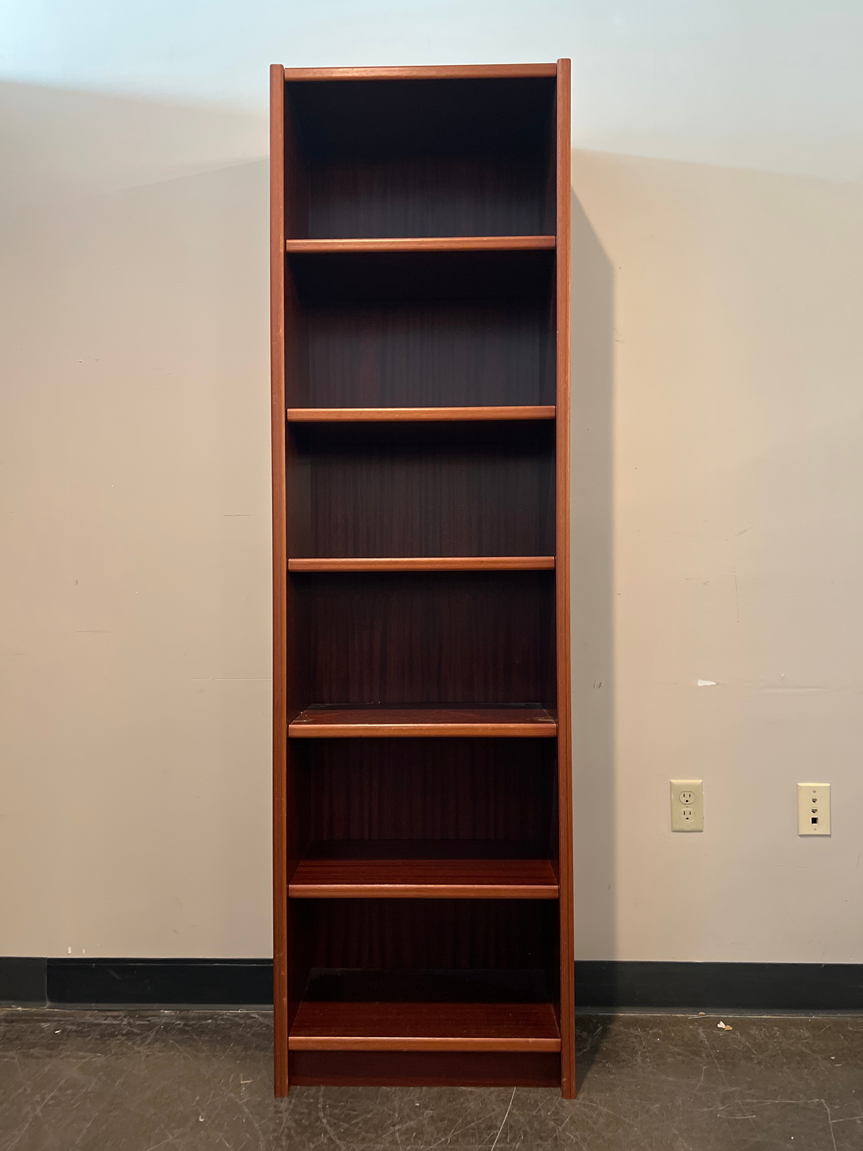 Rich-toned Wood Bookcase with Five Shelves