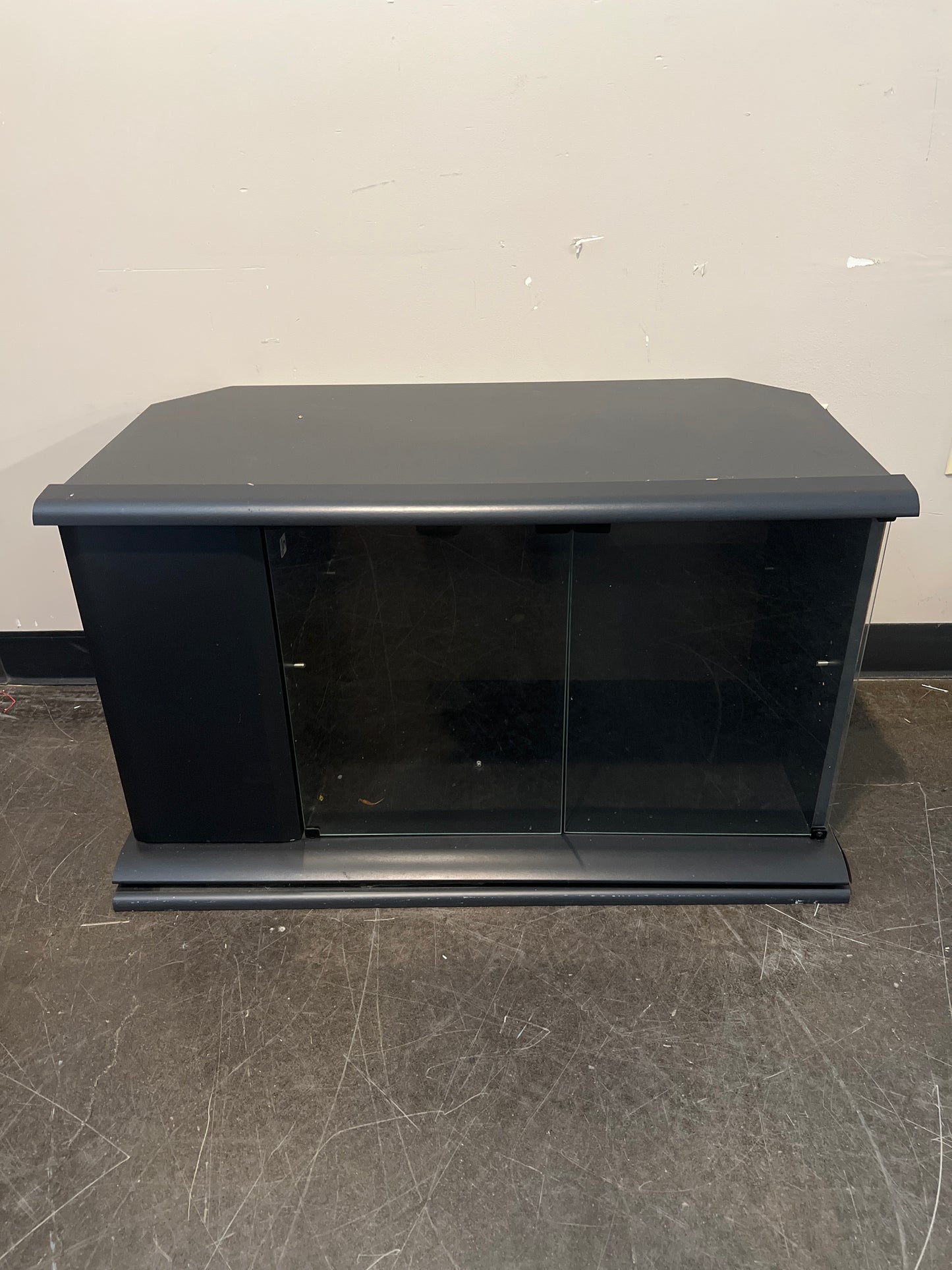 Dark Gray Glass-Front Media Cabinet