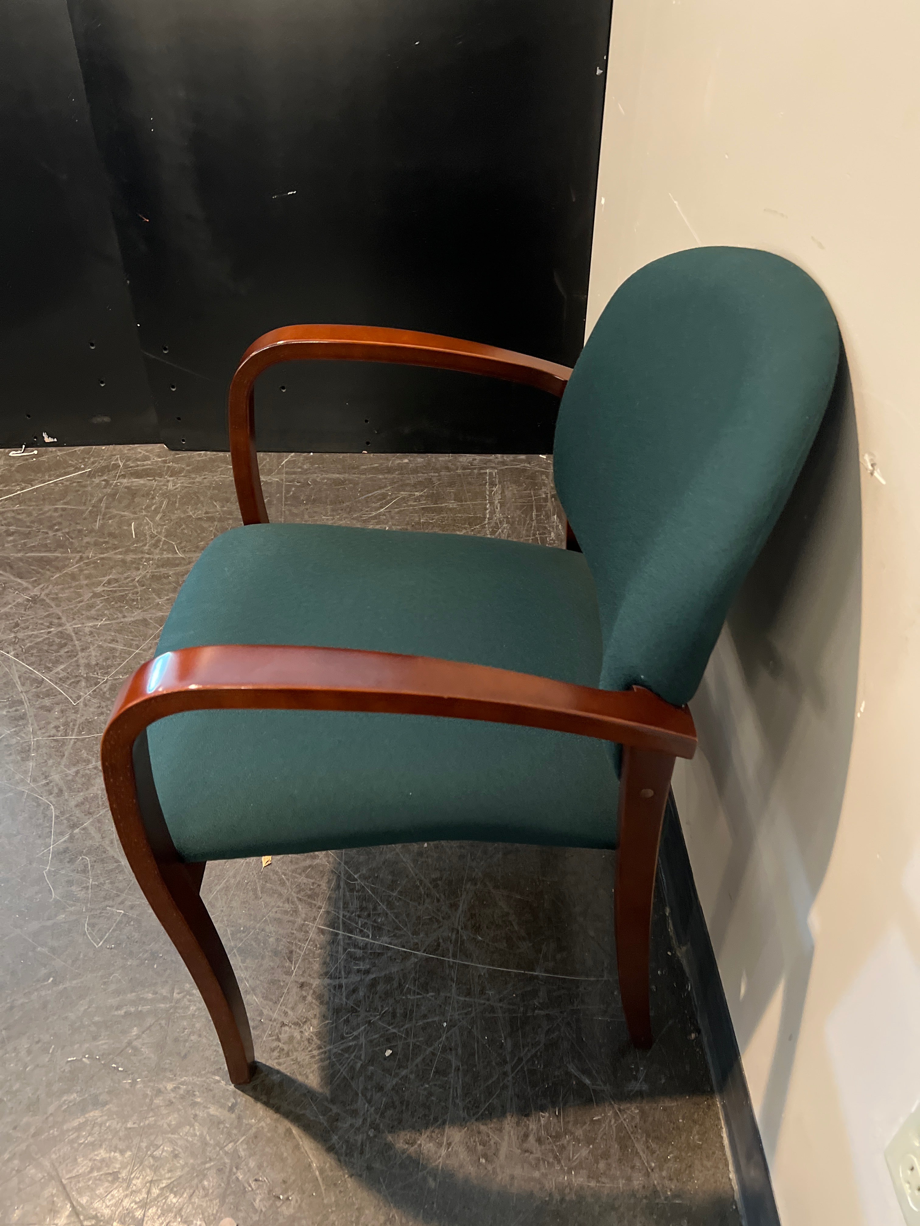 OFS Wood Frame Guest Chair with Teal Upholstery