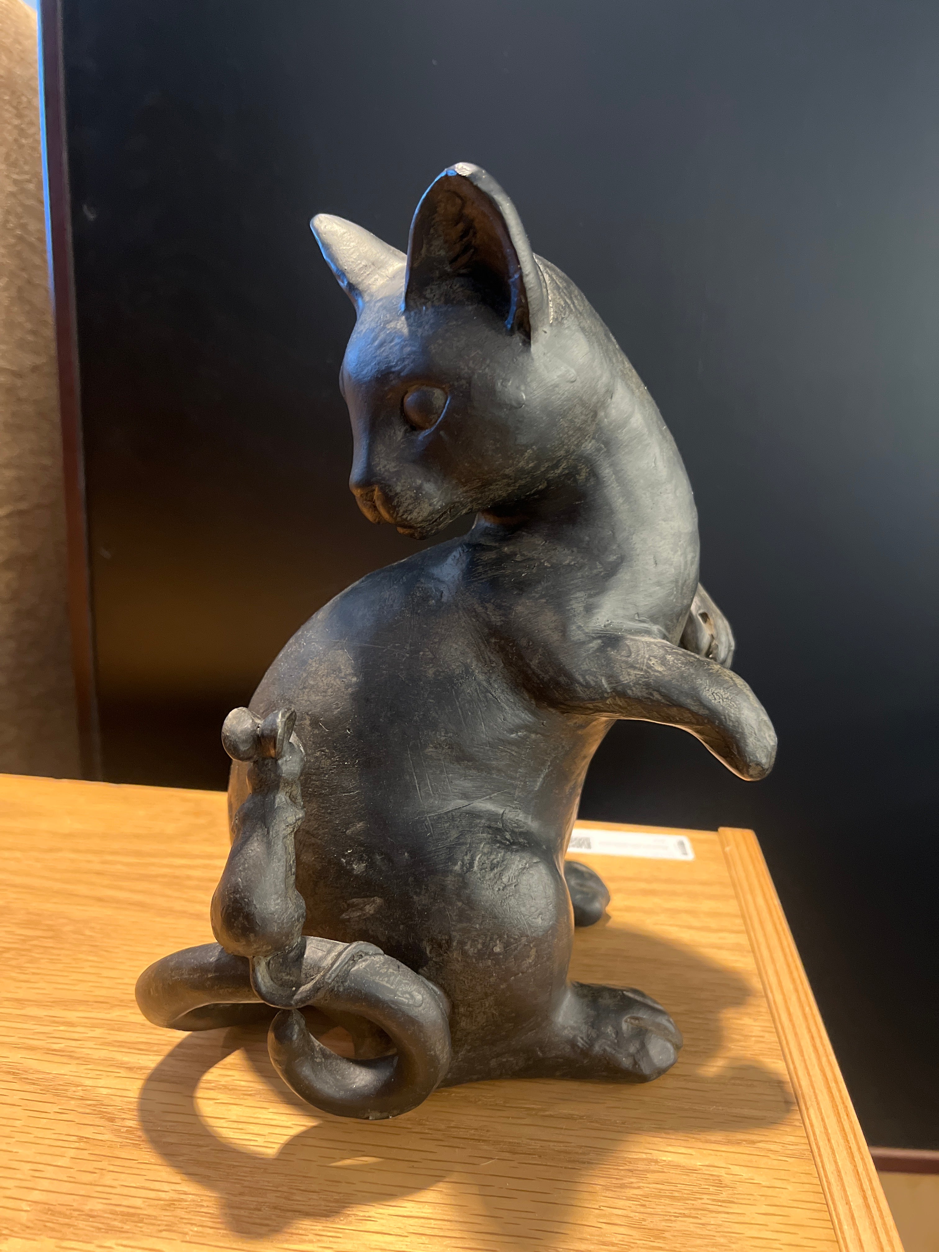 Dark Resin Cat Figurine