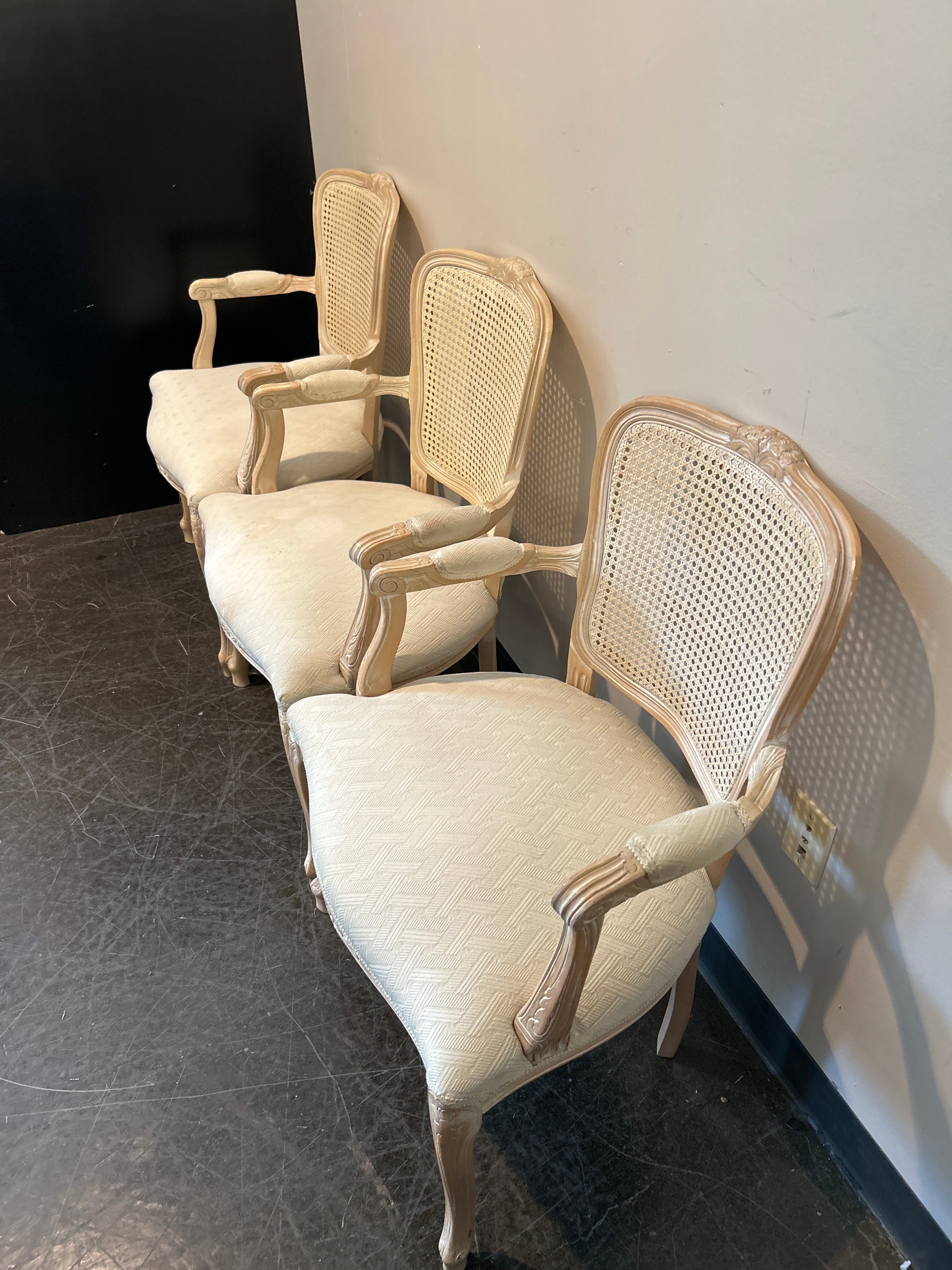 Rosalco Italian-Made French Provincial Cane Back Armchair – Cream Upholstery
