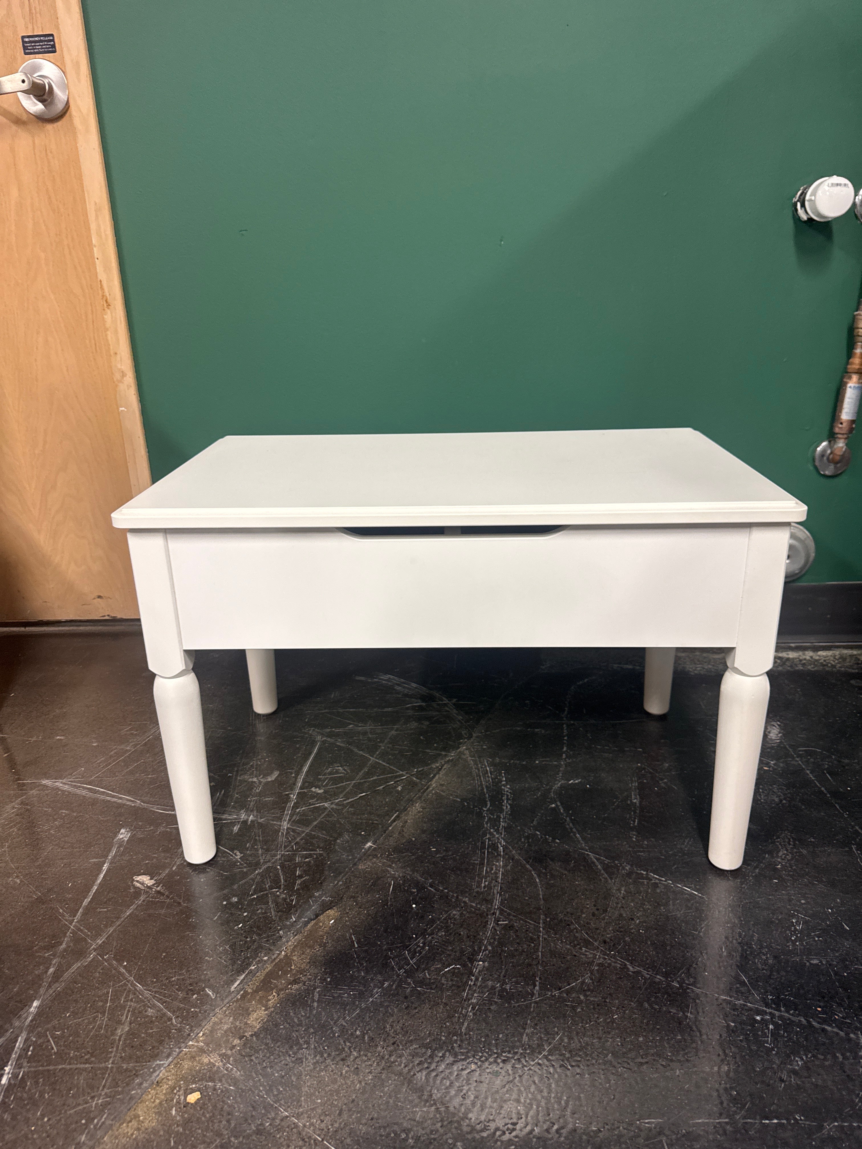 IKEA Tyssdal White Side Table with Pop Up Storage – Rectangular with Tapered Legs