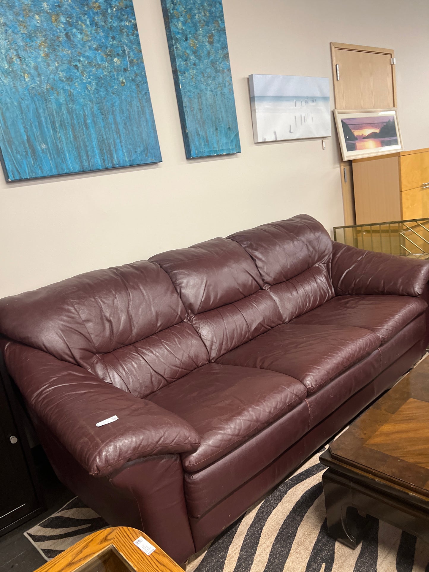 Faux Leather Mahogany Couch