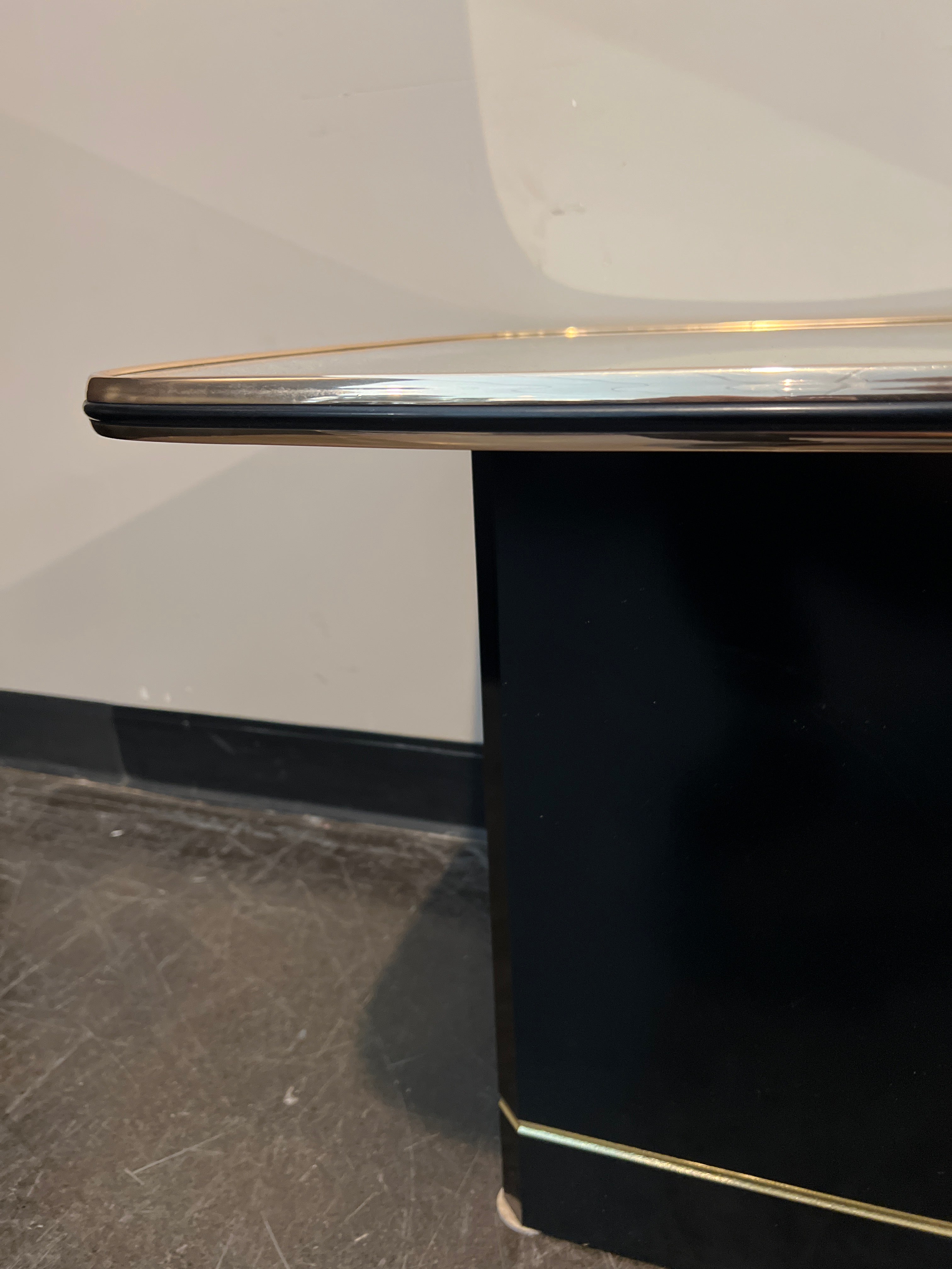Rounded Glass Coffee Table with Gold Frame
