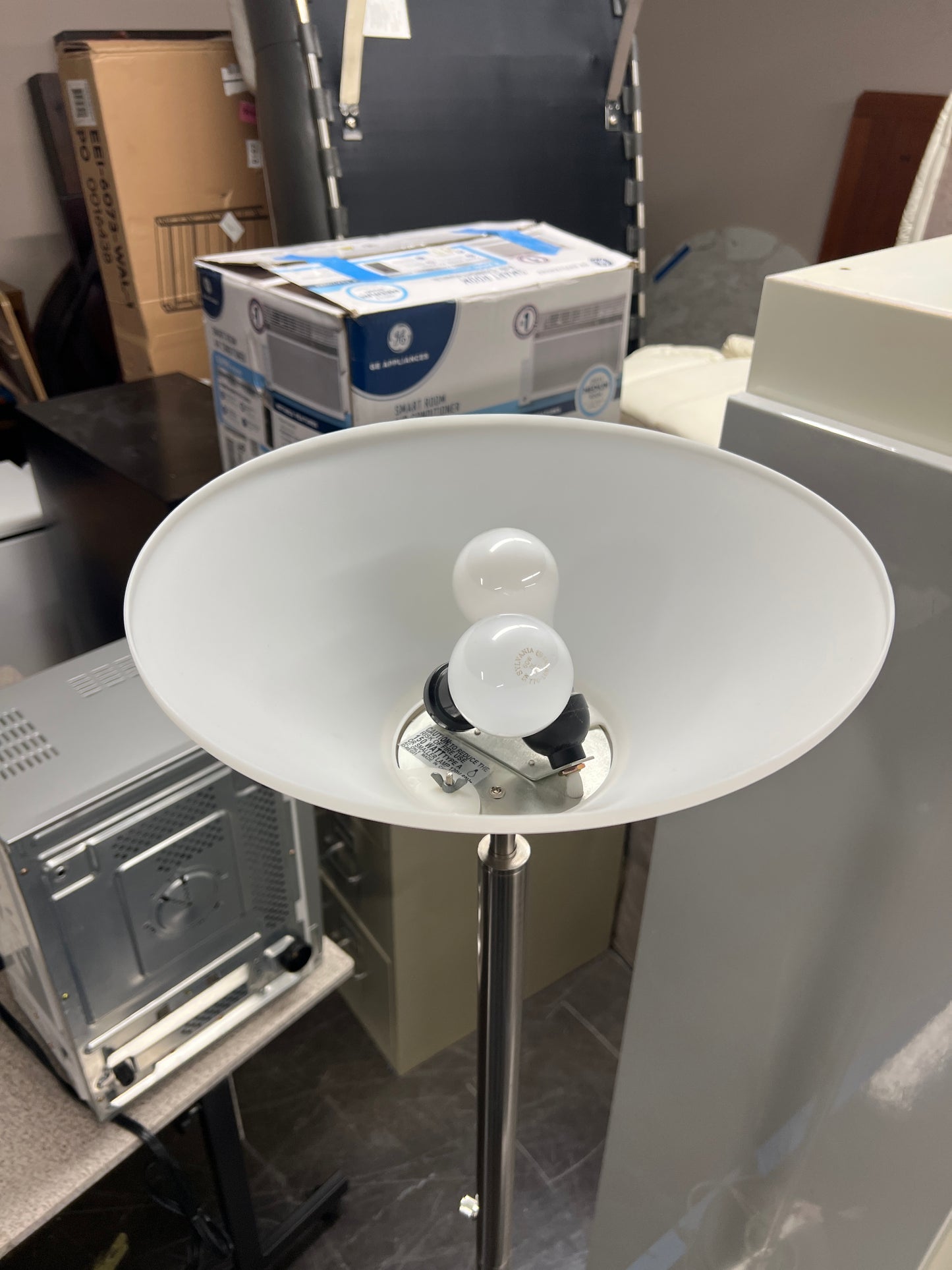 Modern Metal Floor Lamp with White Shade
