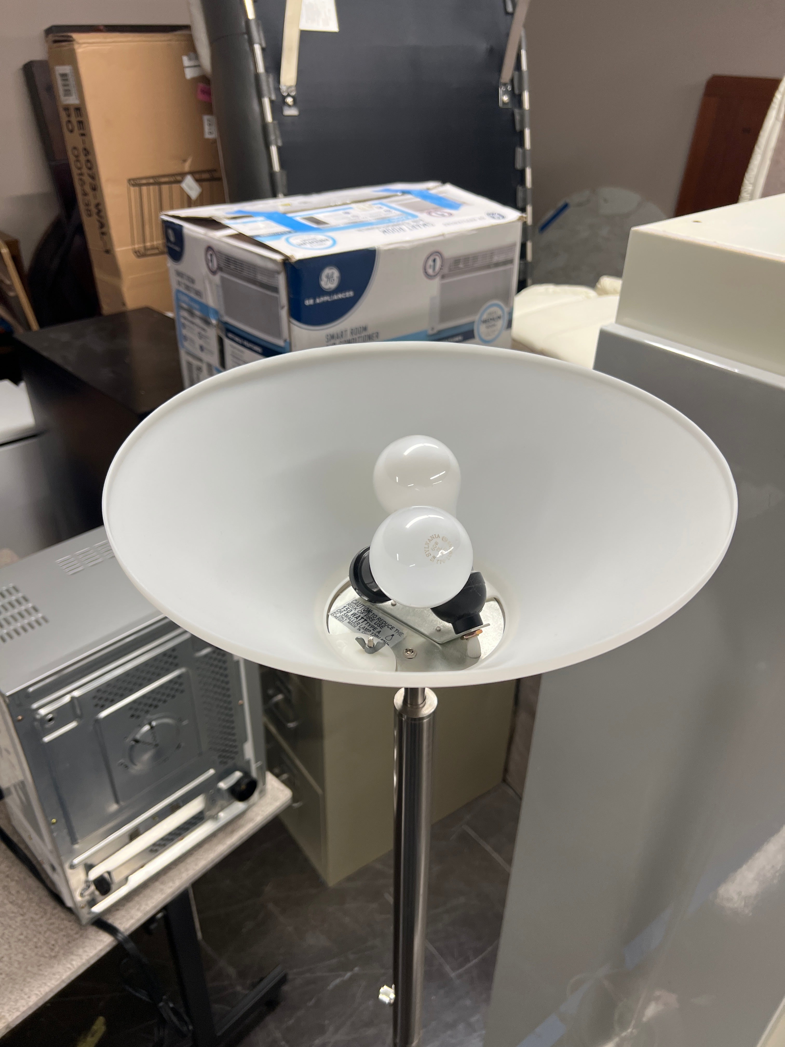 Modern Metal Floor Lamp with White Shade