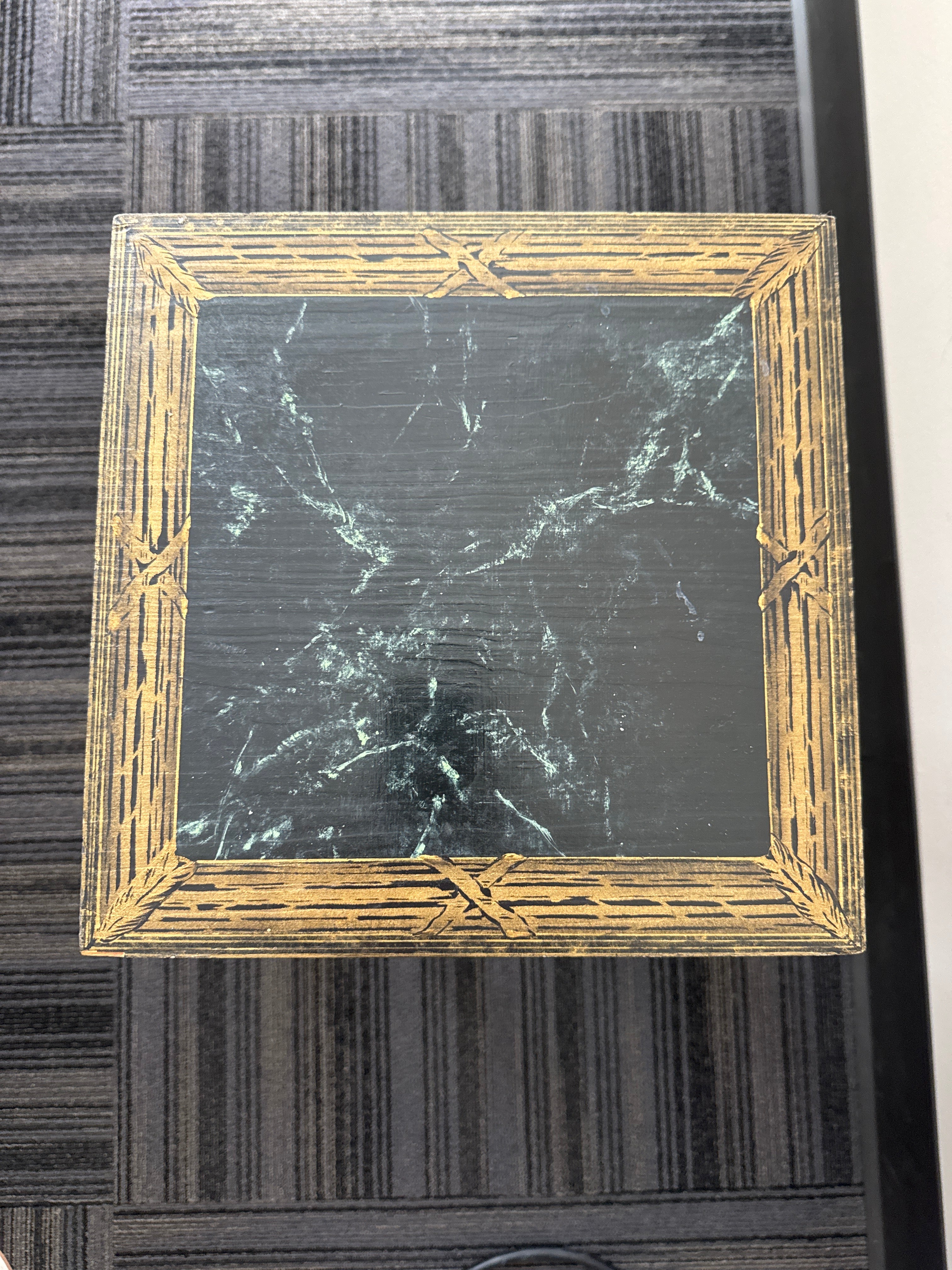 Antique-Inspired Side Table with Black Tapered Legs