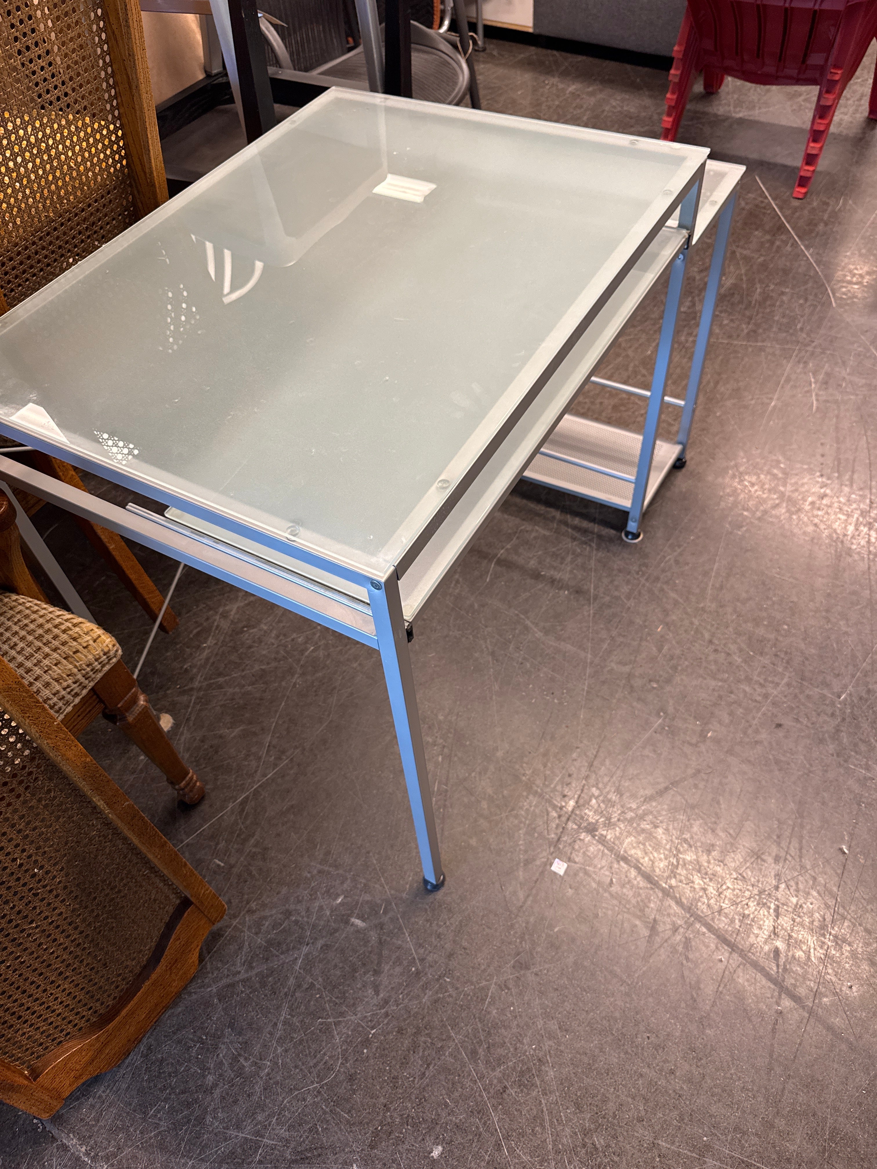 Silver and Frosted Glass Desk