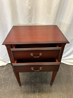 Cherry Wood Side Table, with Two Drawers