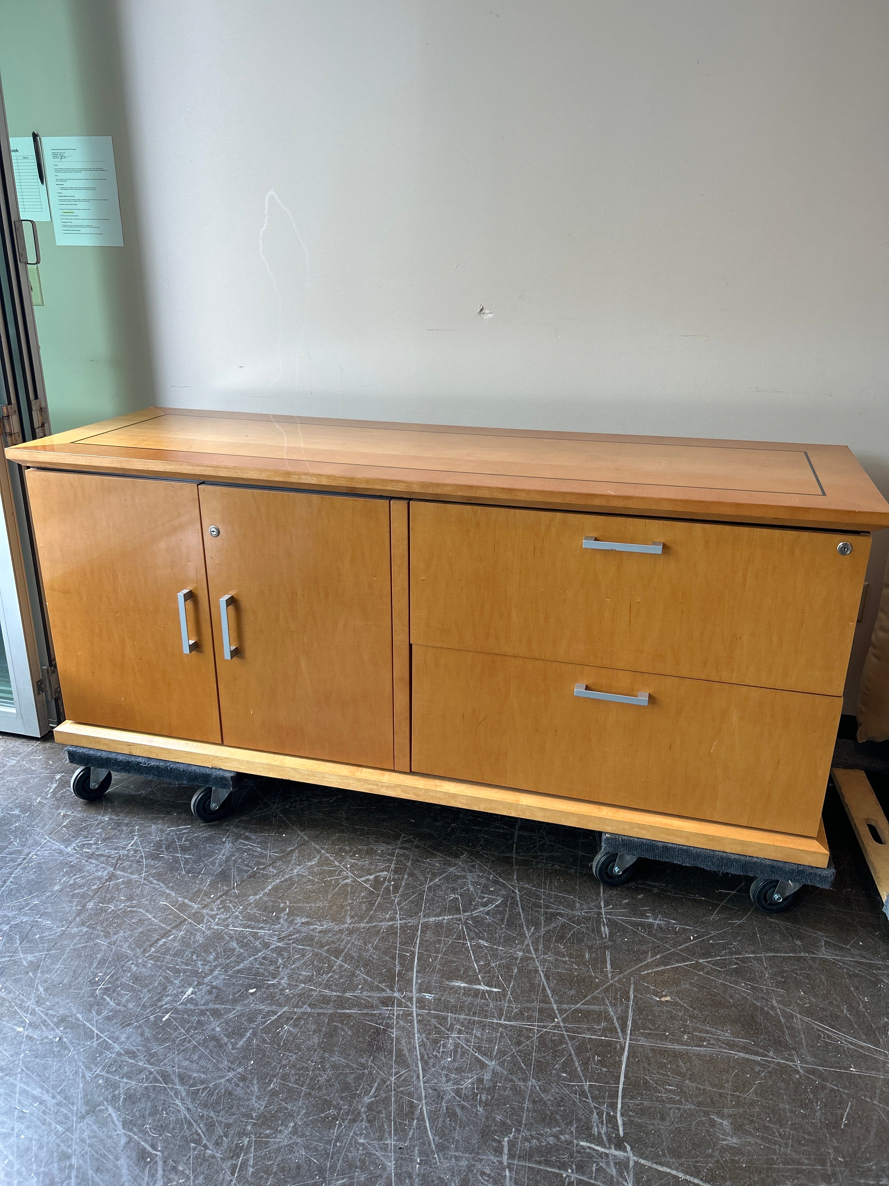 Oak Storage Cabinet with Lock