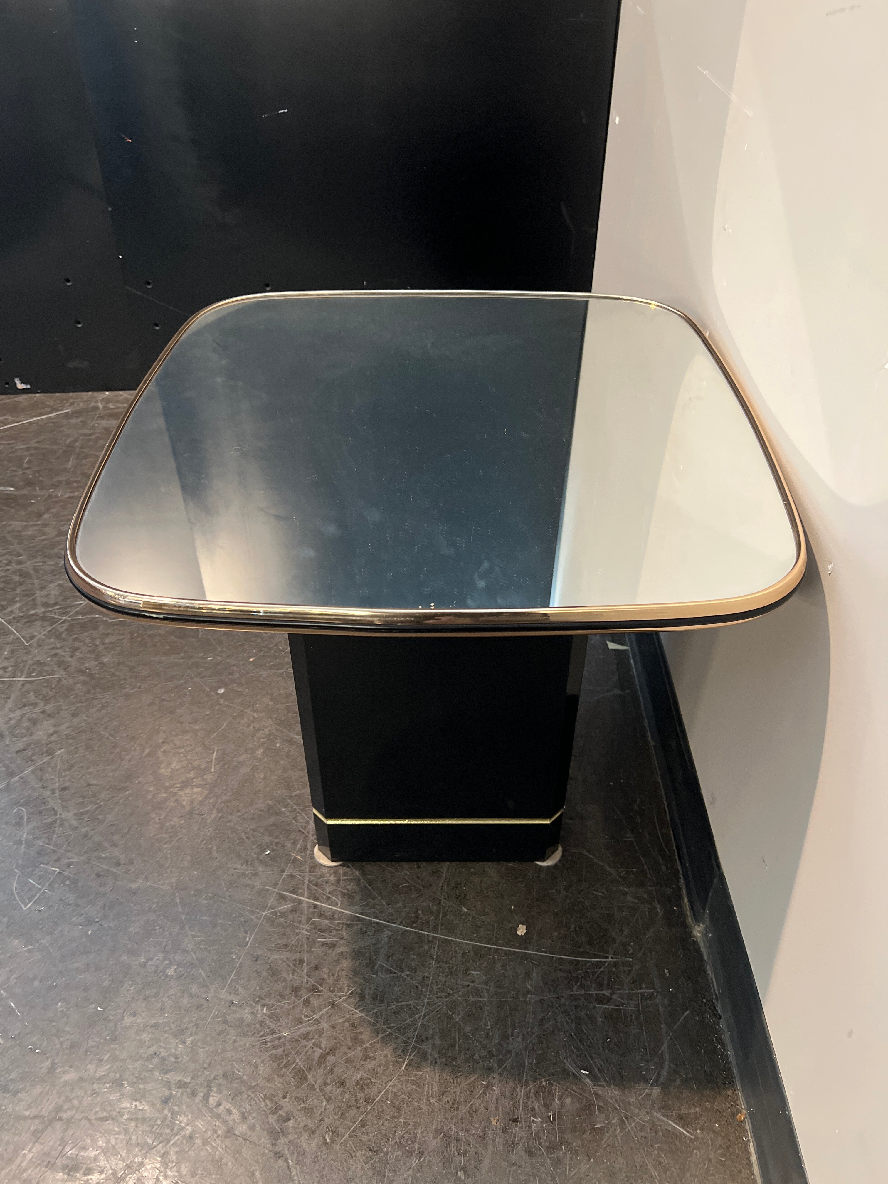 Rounded Glass Coffee Table with Gold Frame