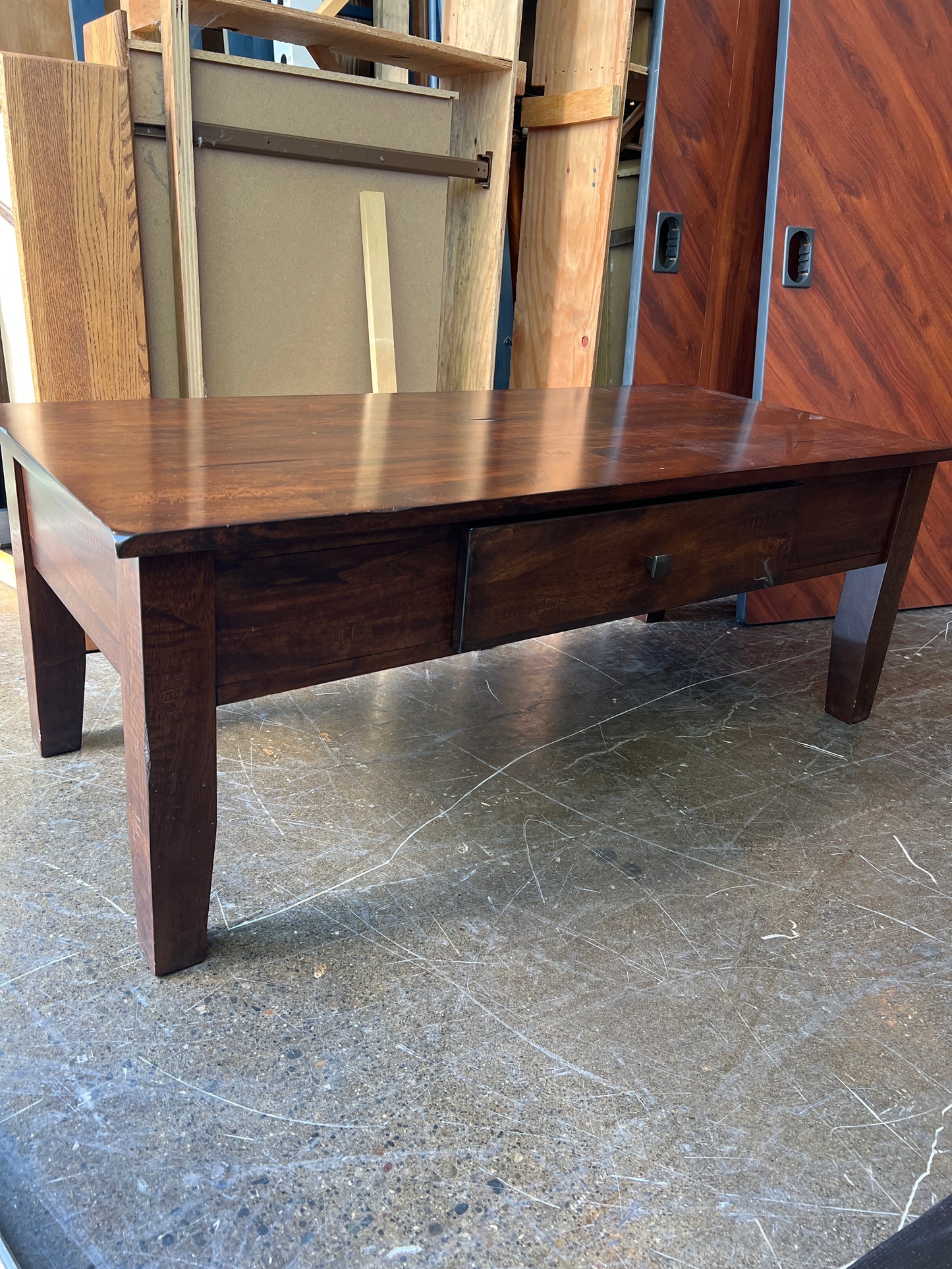 Dark Wood Coffee Table with Drawer