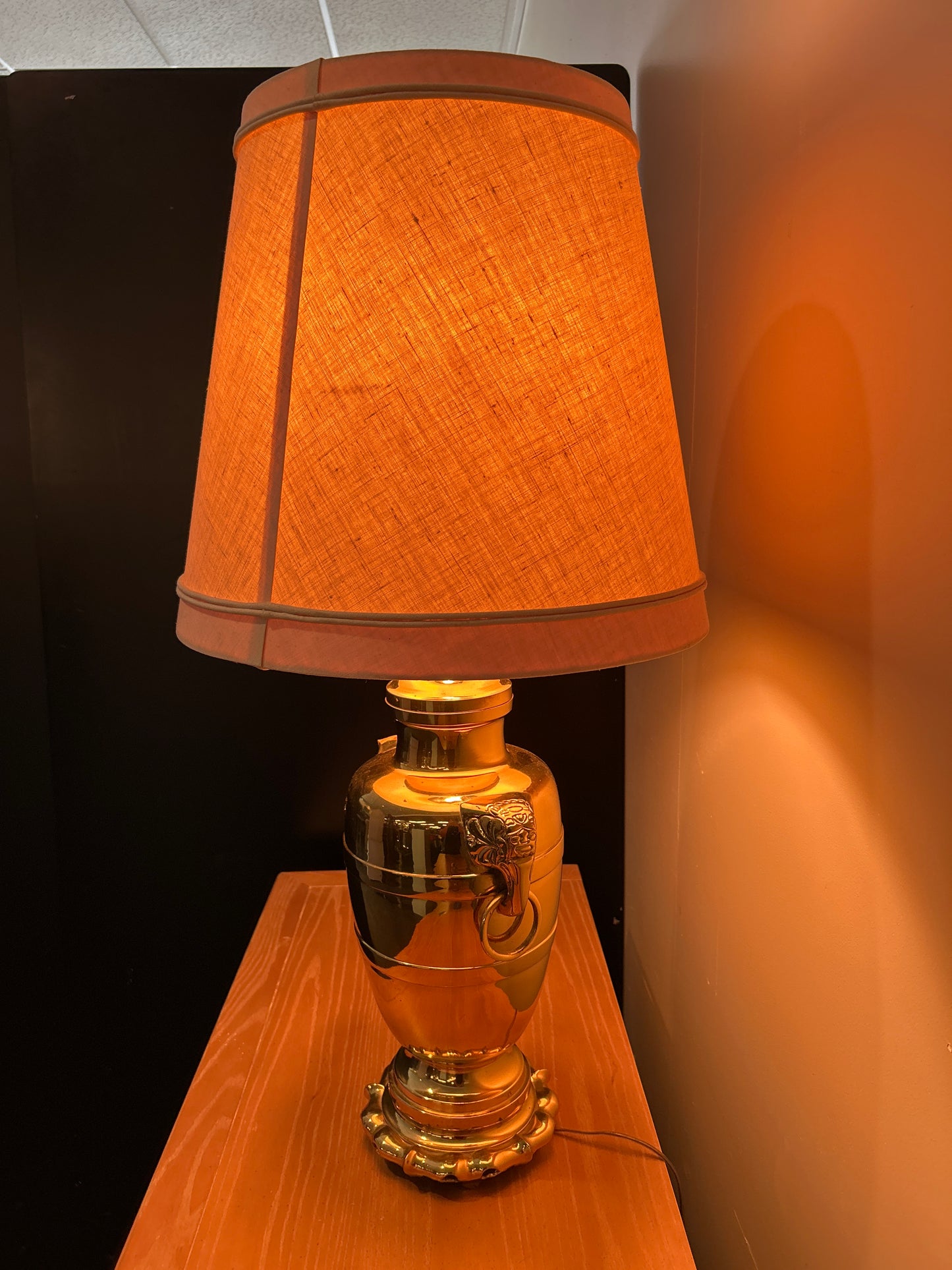 Baker Knapp And Tubbs Brass Table Lamp with Off-White Shade