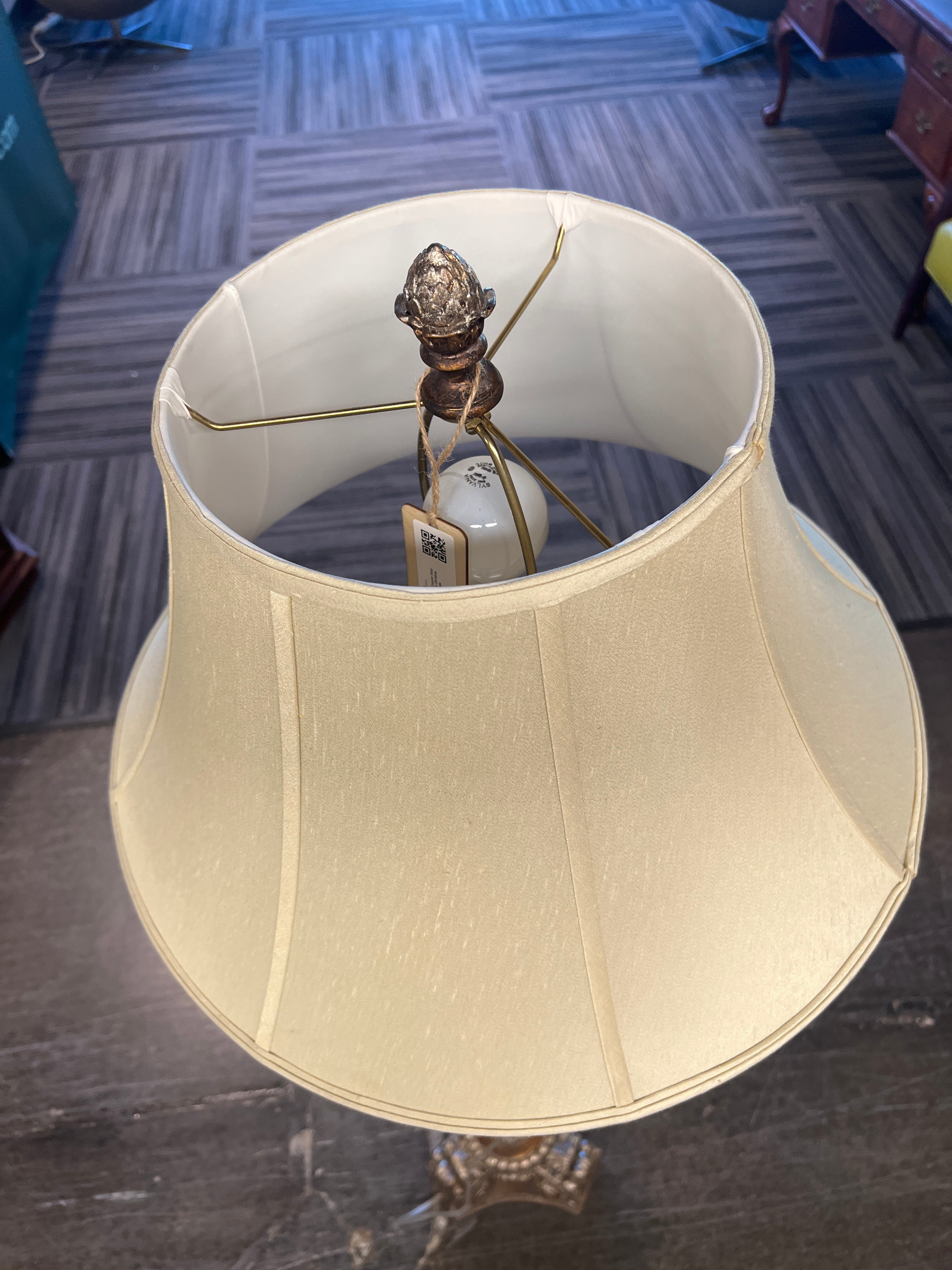 Twisted Column Floor Lamp with Off-White Shade