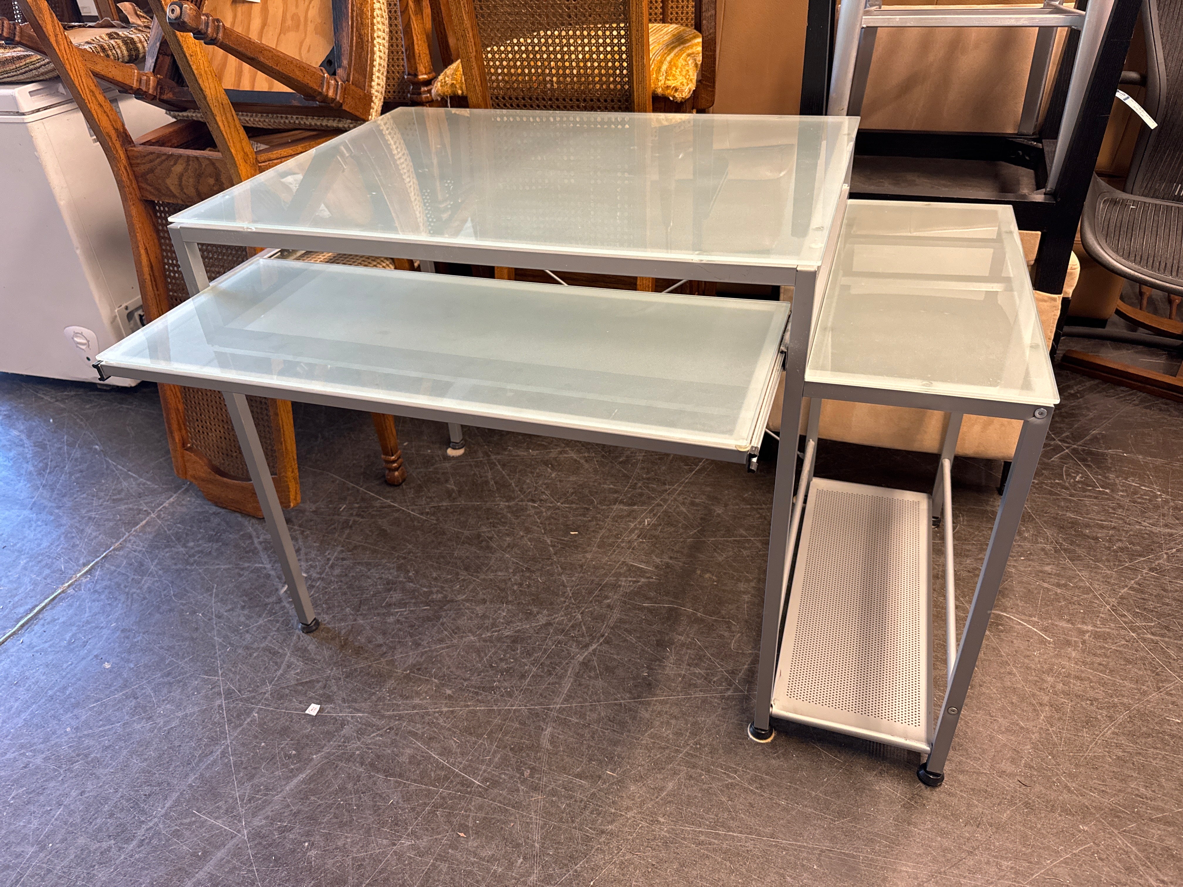 Silver and Frosted Glass Desk