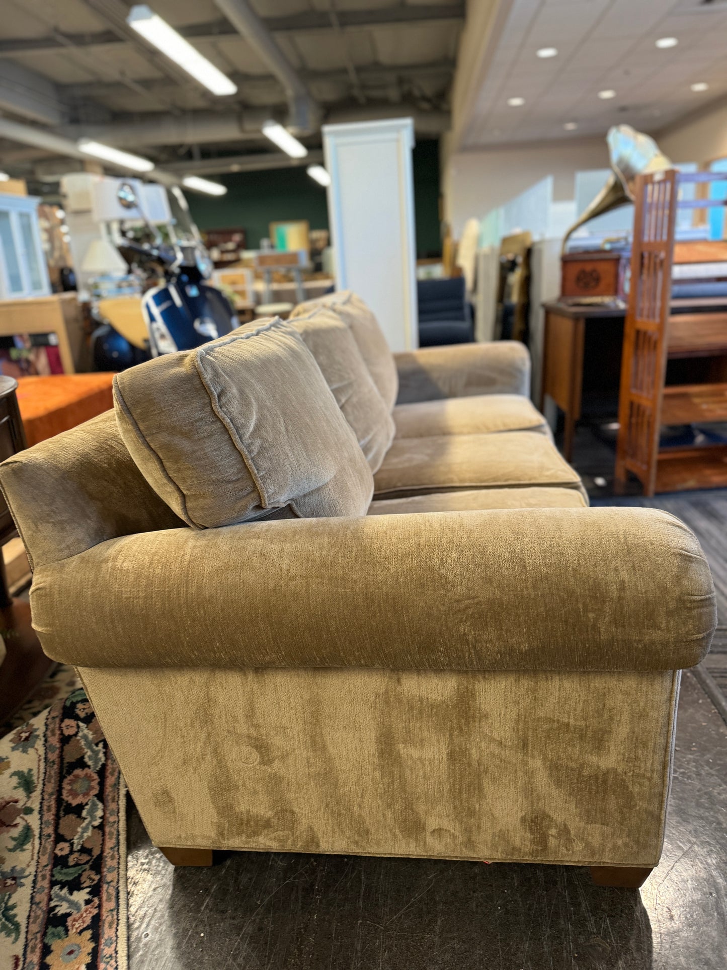 Ethan Allen Bennett Roll-Arm Three-Seat Sofa