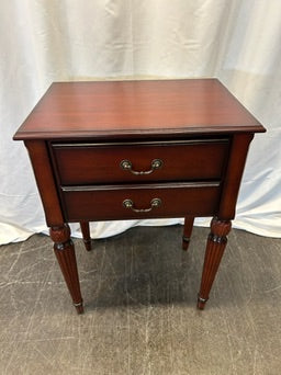 Cherry Wood Side Table, with Two Drawers