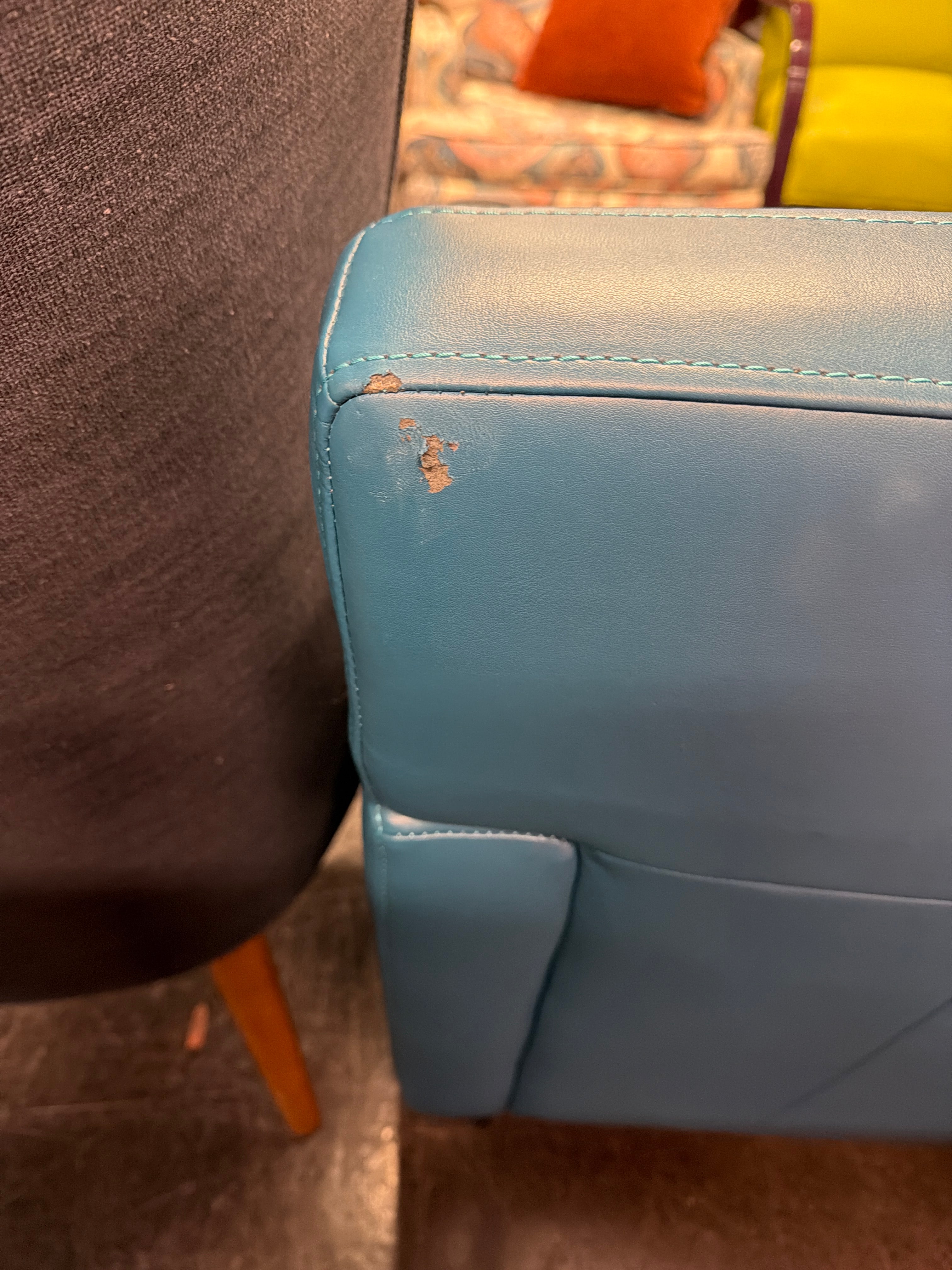 Teal Faux Leather Accent Club Chair