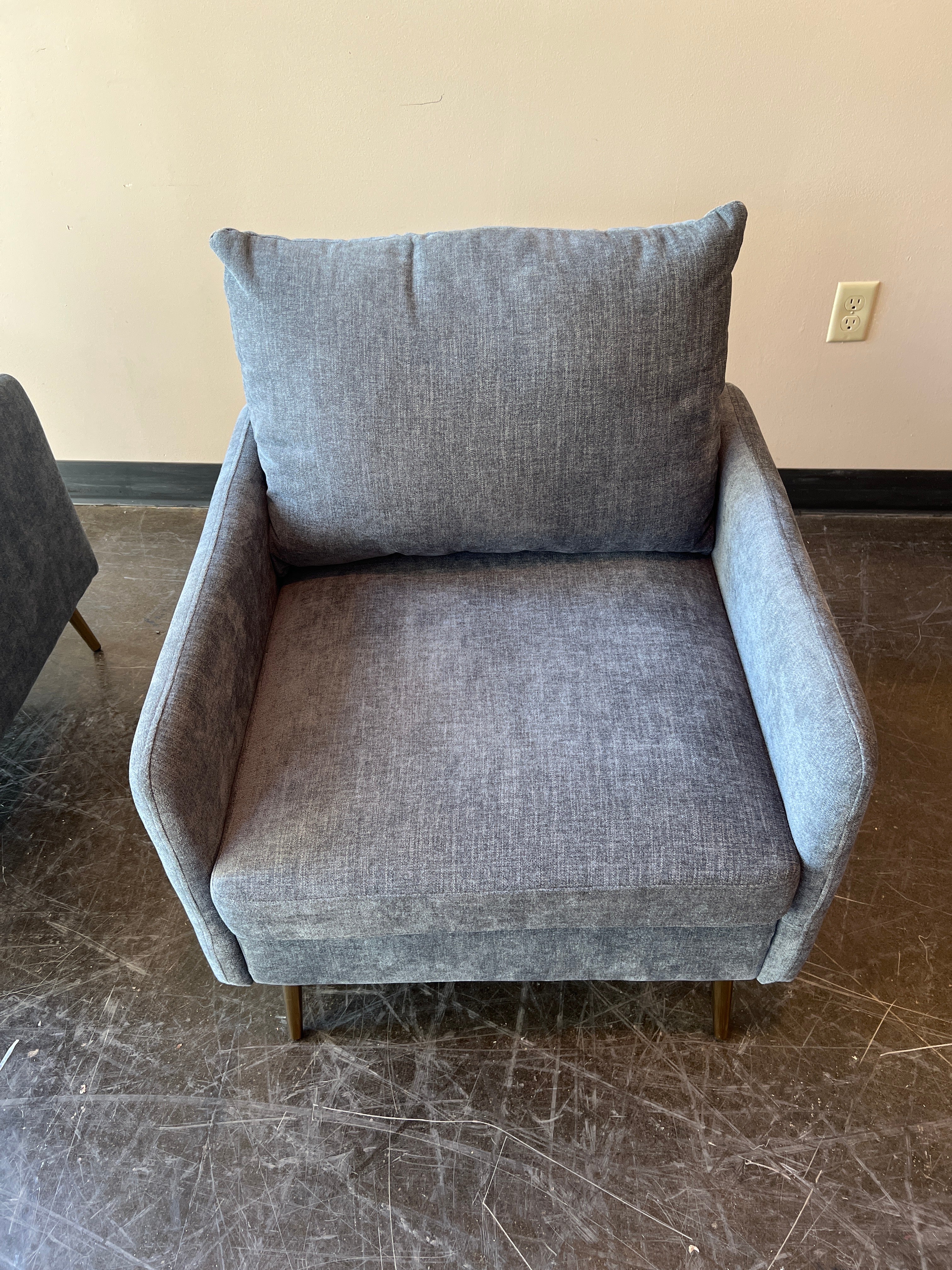Mid-Century Modern Gray Fabric Club Chair