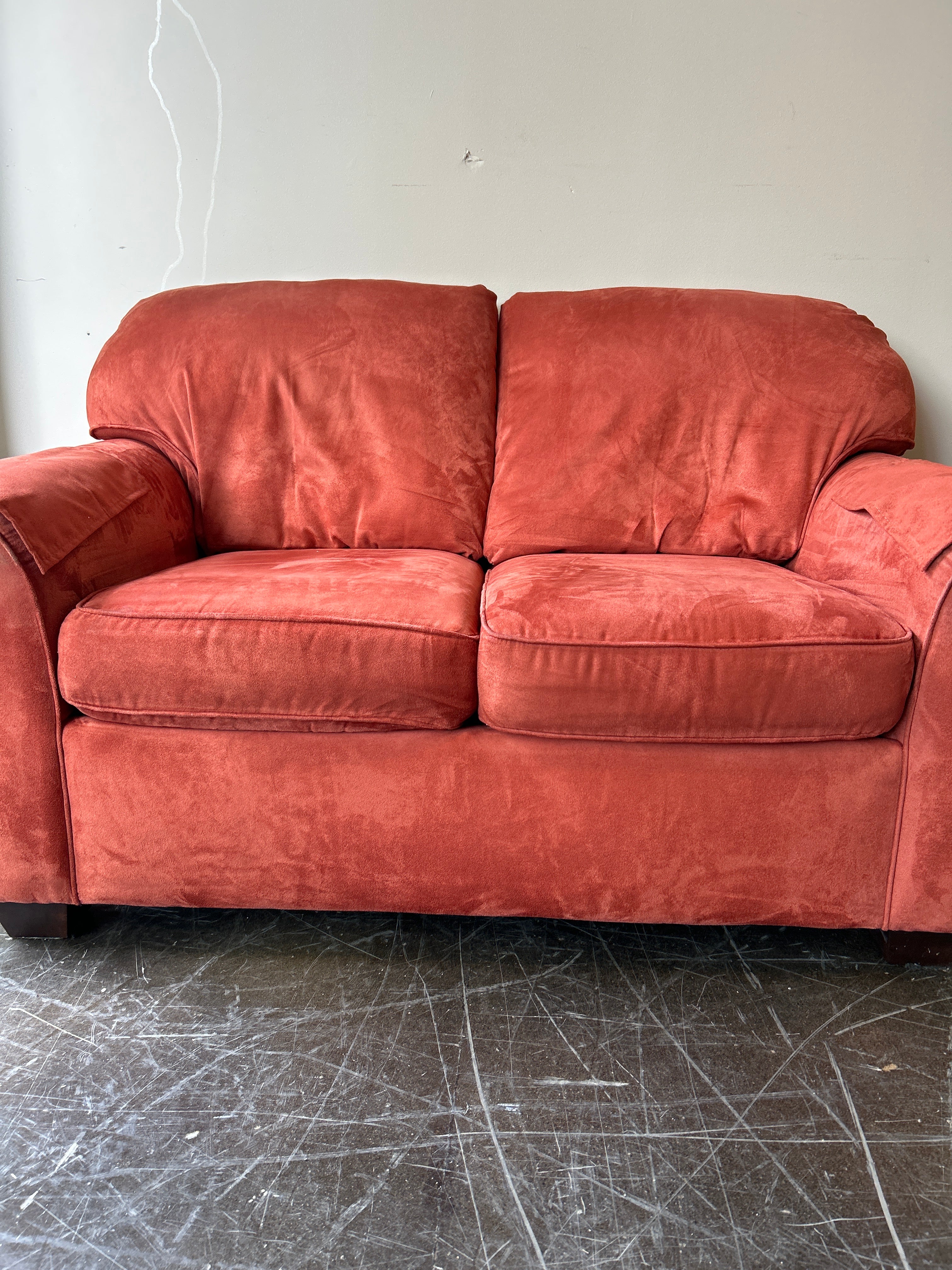 Sleep Haven by Flexsteel Red Suede Loveseat