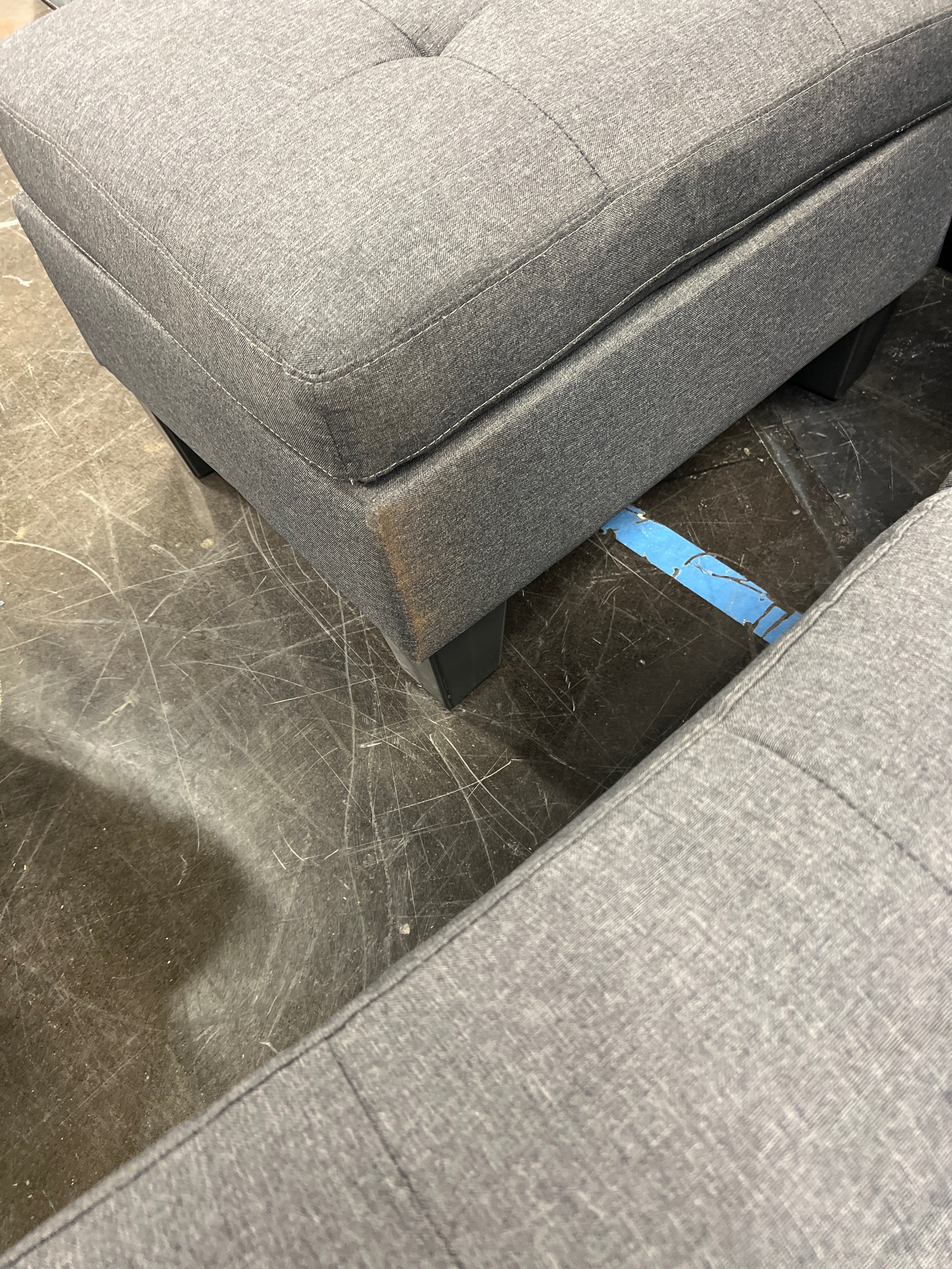 Dark Gray Upholstered Sectional with Ottoman
