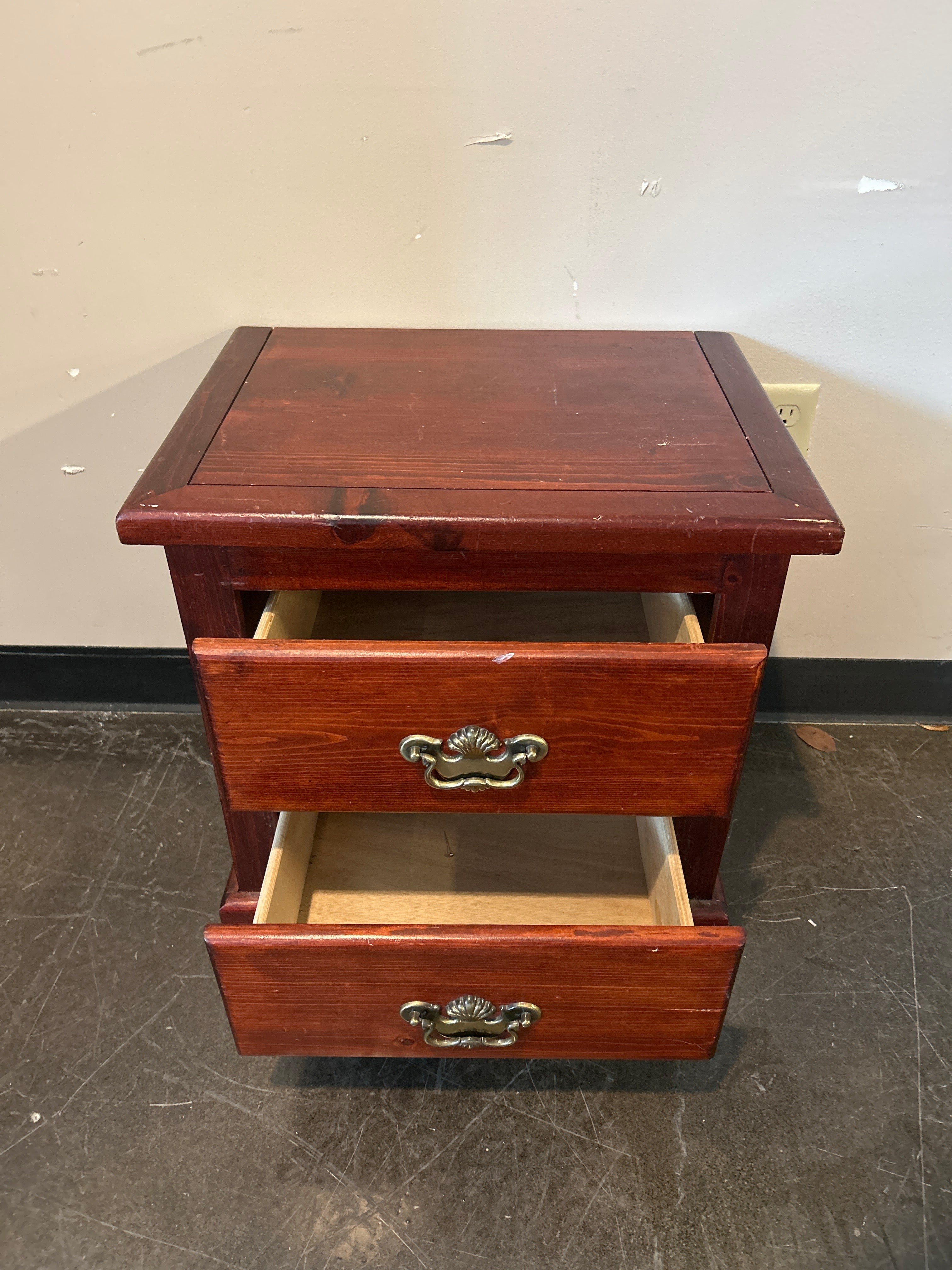 Rich Mahogany Two-Drawer Nightstand