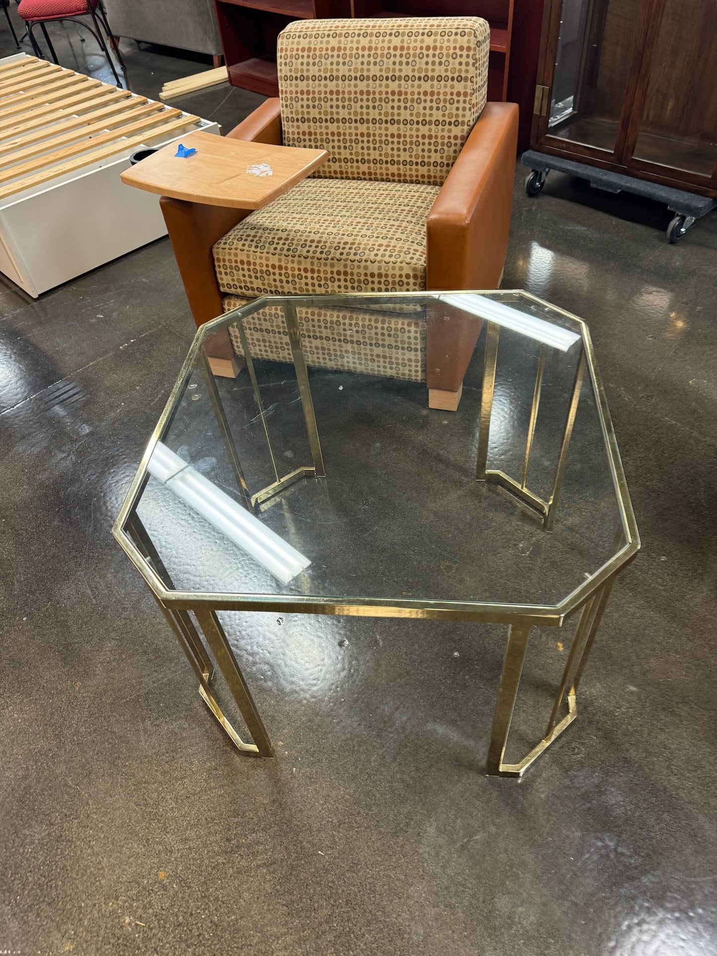 Gold-Framed Glass Coffee Table