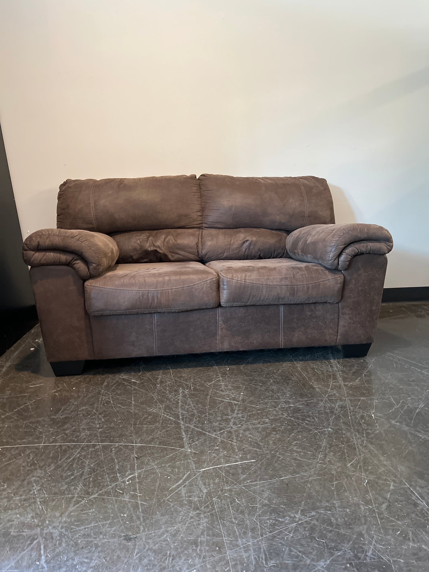 Plush Brown Microfiber Loveseat