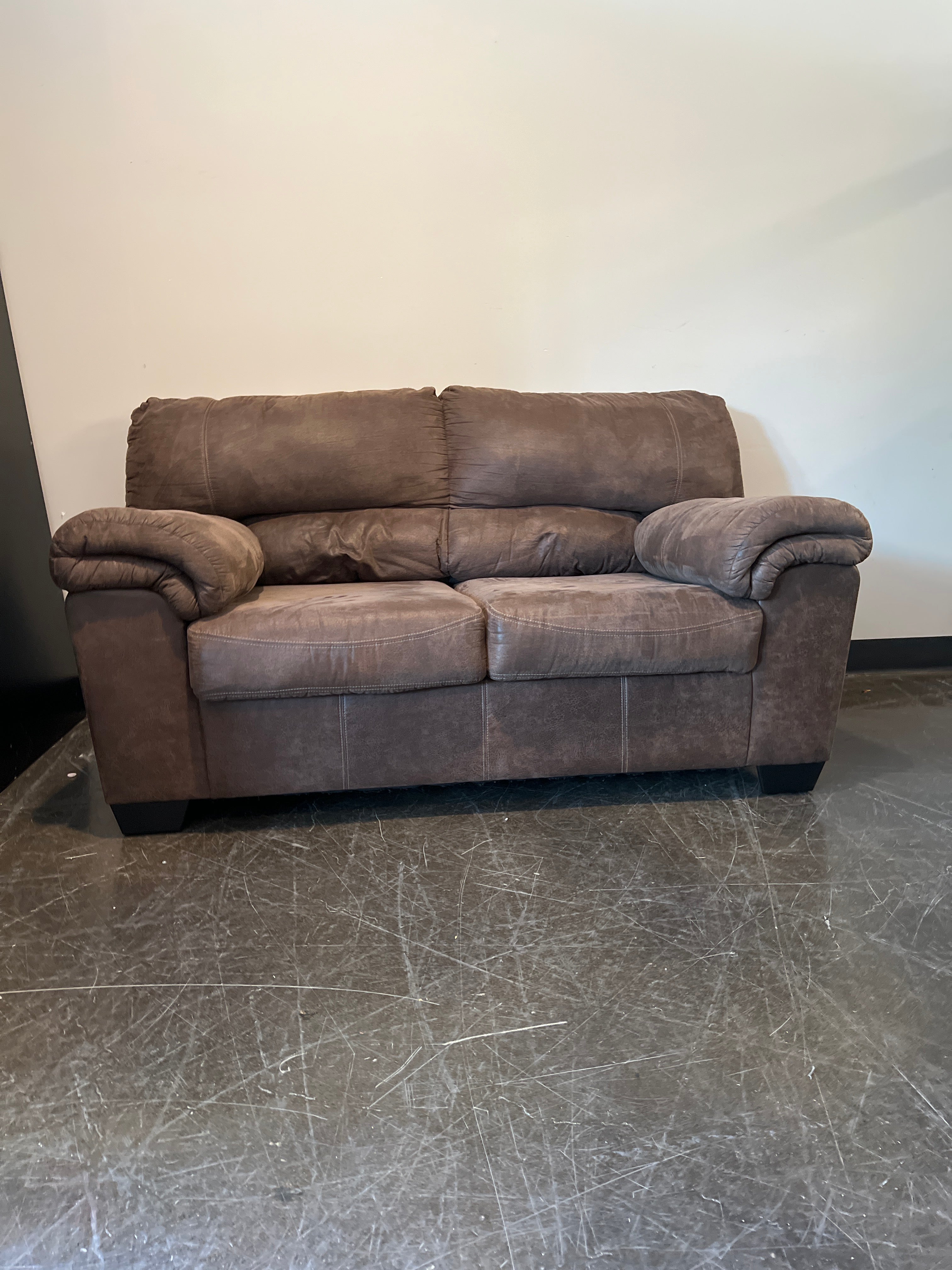 Plush Brown Microfiber Loveseat