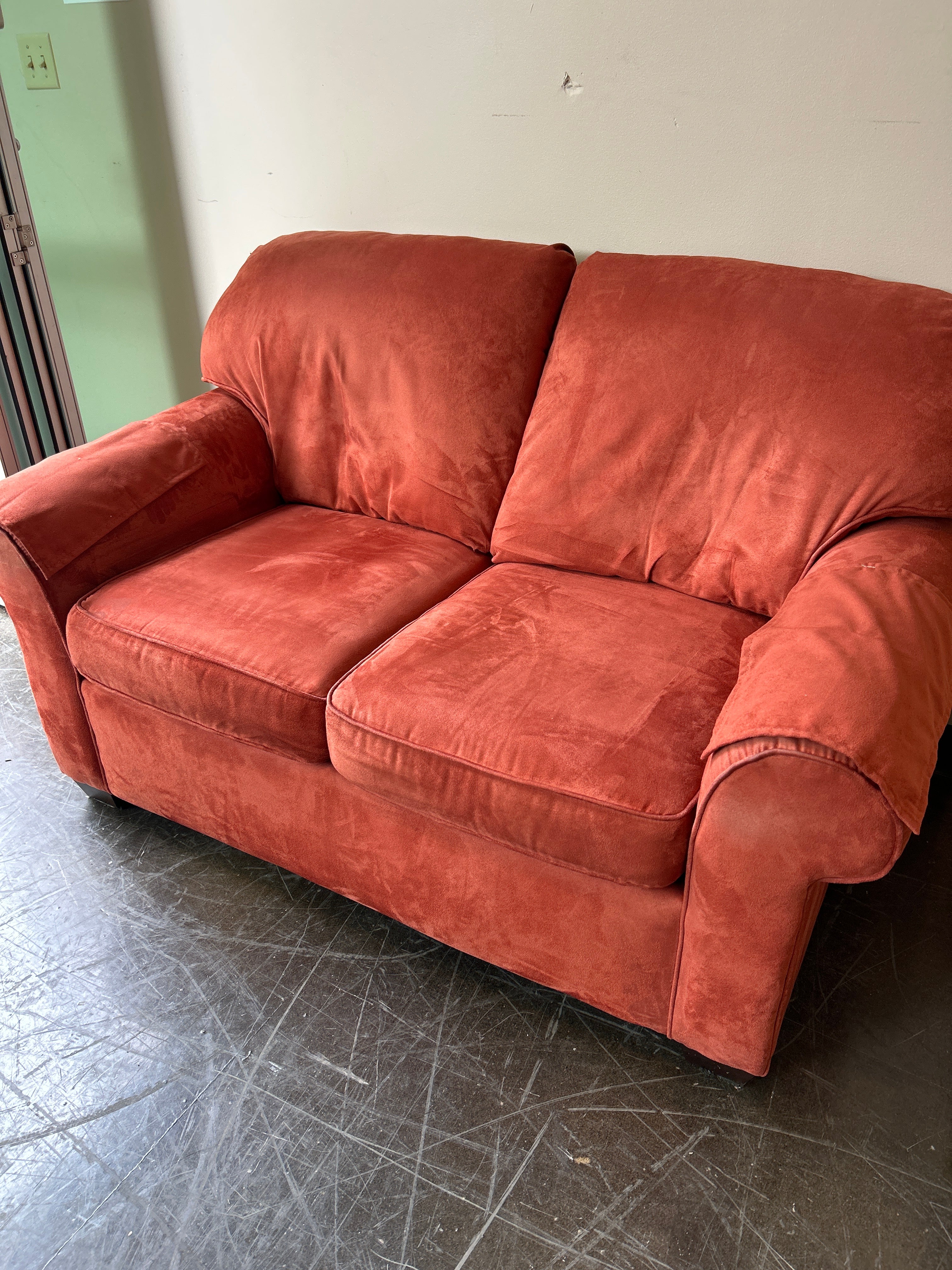 Sleep Haven by Flexsteel Red Suede Loveseat