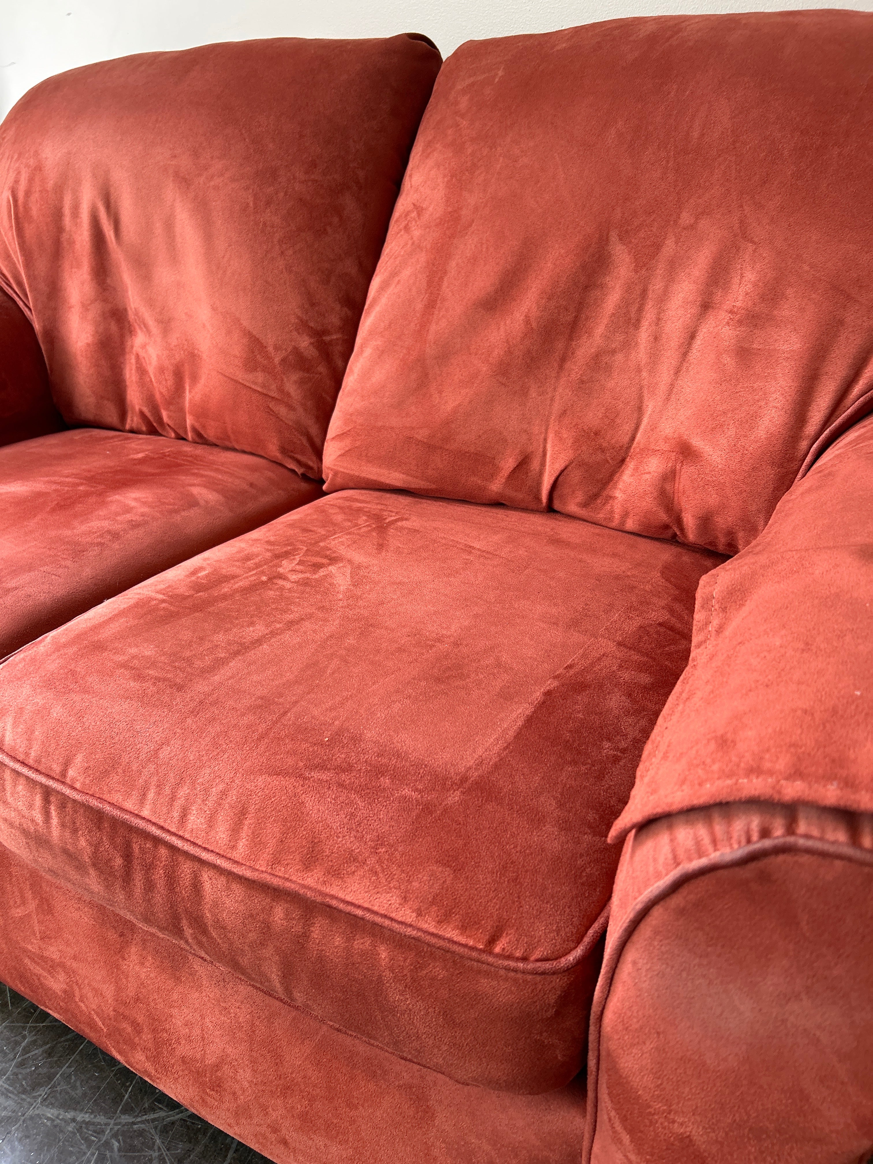 Sleep Haven by Flexsteel Red Suede Loveseat